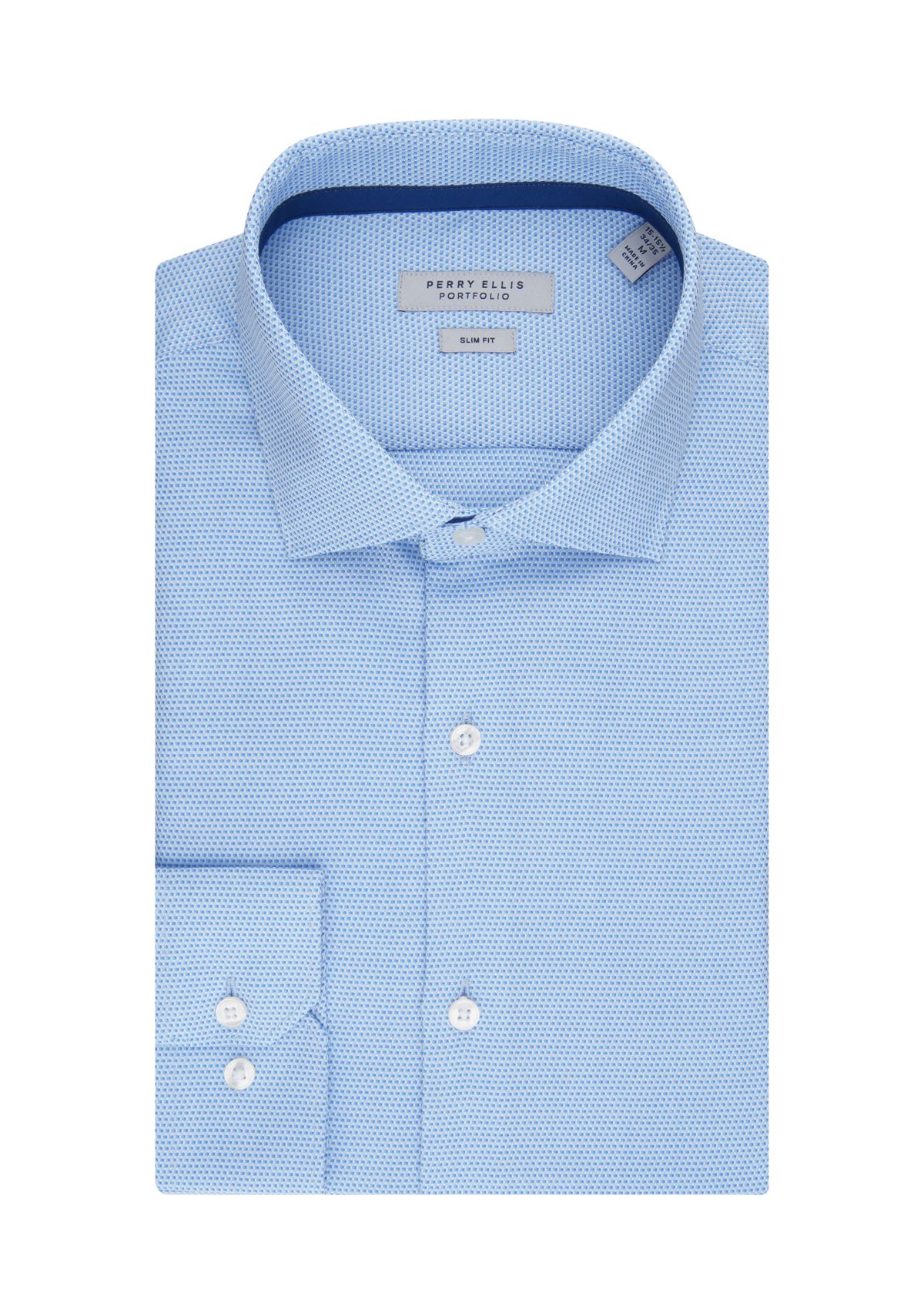 Mens Textured Trim Collar Button Down Shirt