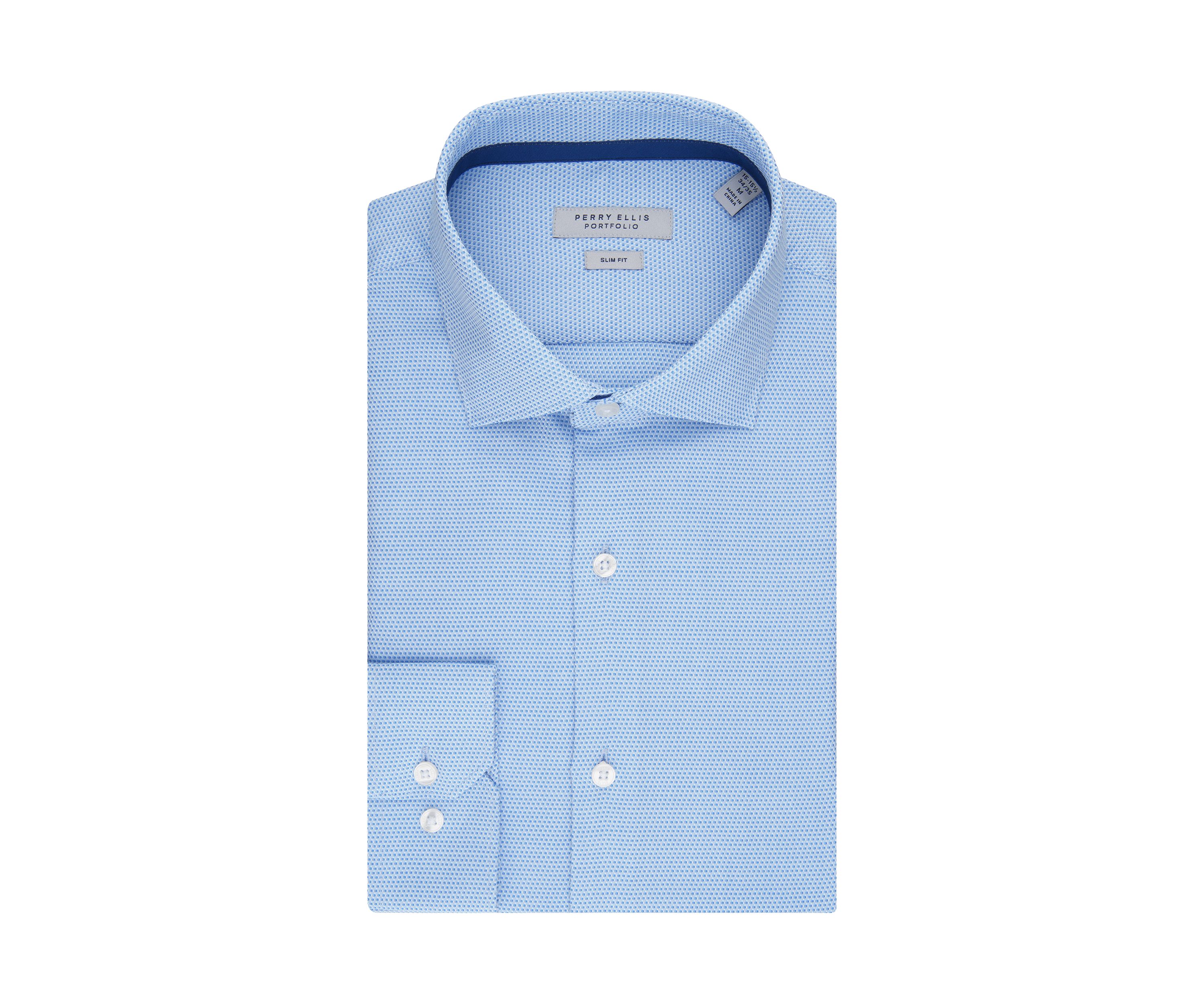 Mens Textured Trim Collar Button Down Shirt