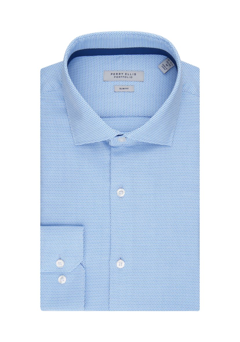 Mens Textured Trim Collar Button Down Shirt