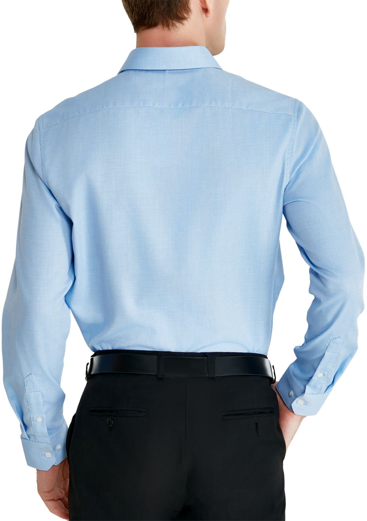 Mens Textured Trim Collar Button Down Shirt