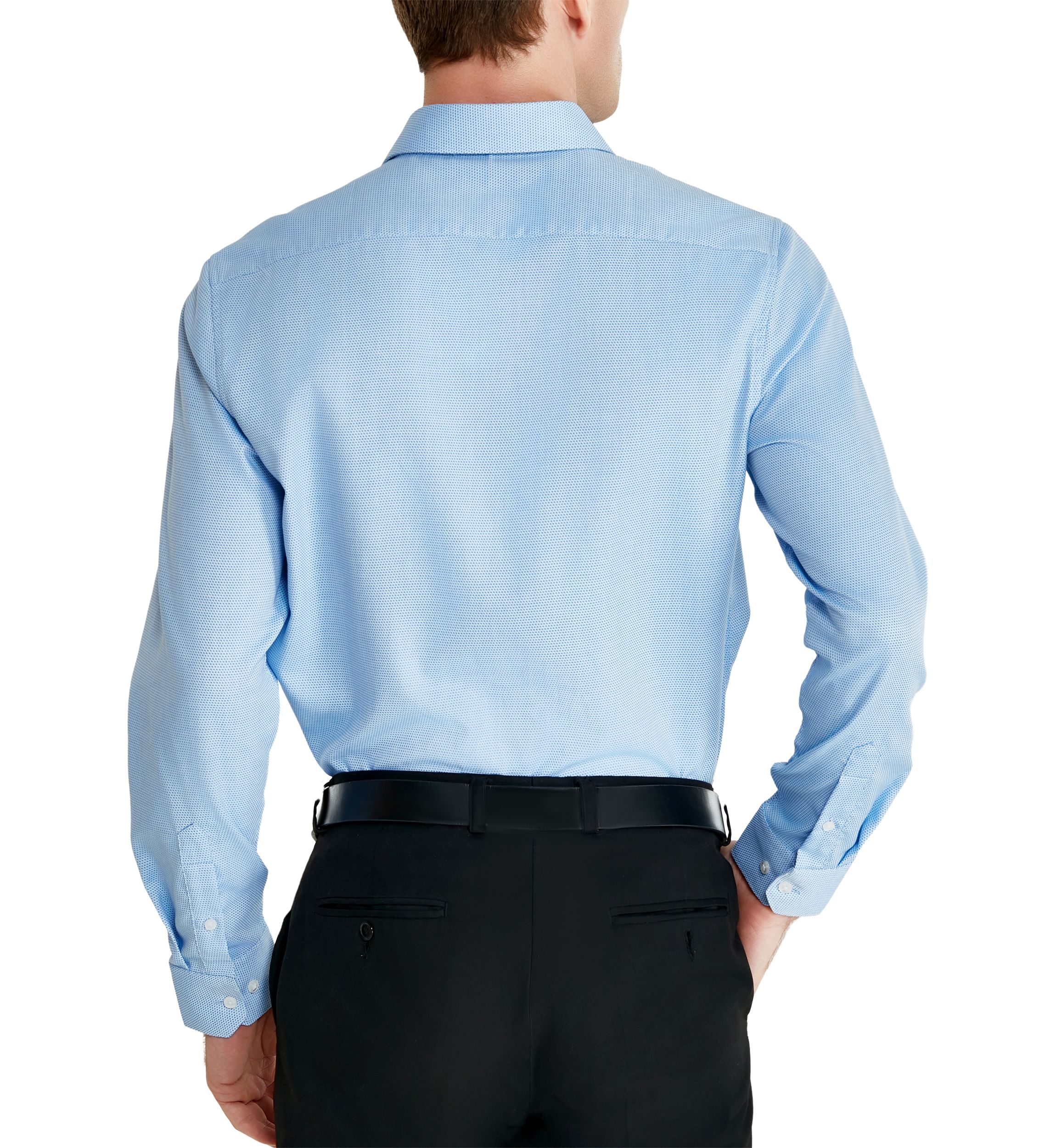 Mens Textured Trim Collar Button Down Shirt