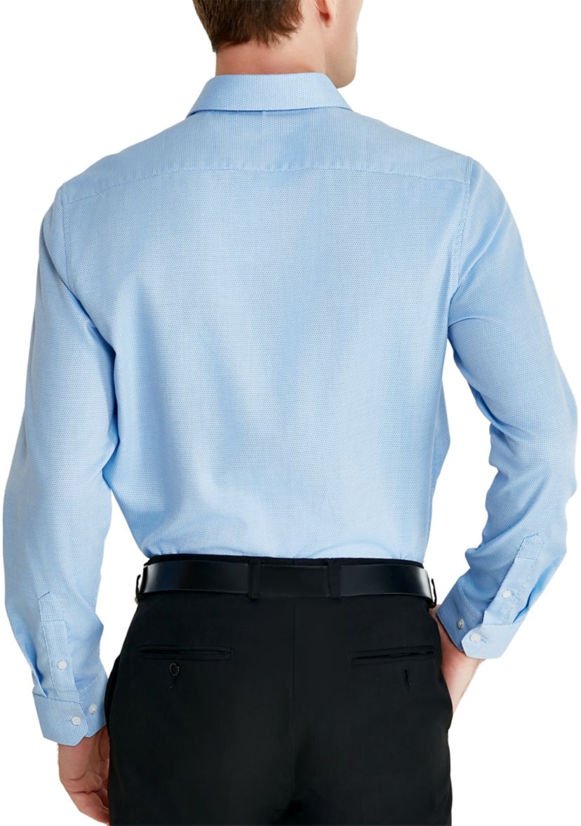 Mens Textured Trim Collar Button Down Shirt