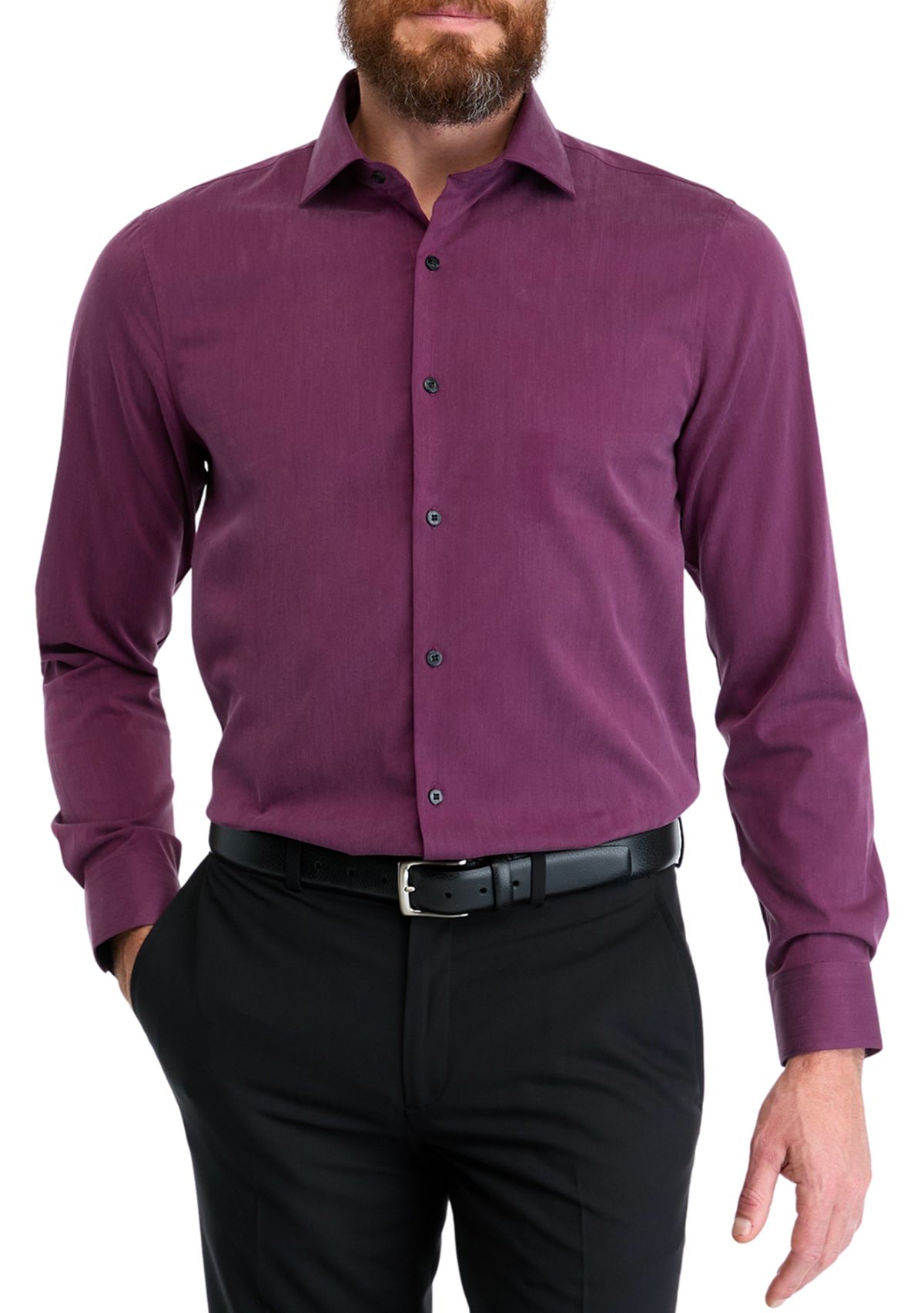 Melange Solid Dress Shirt 