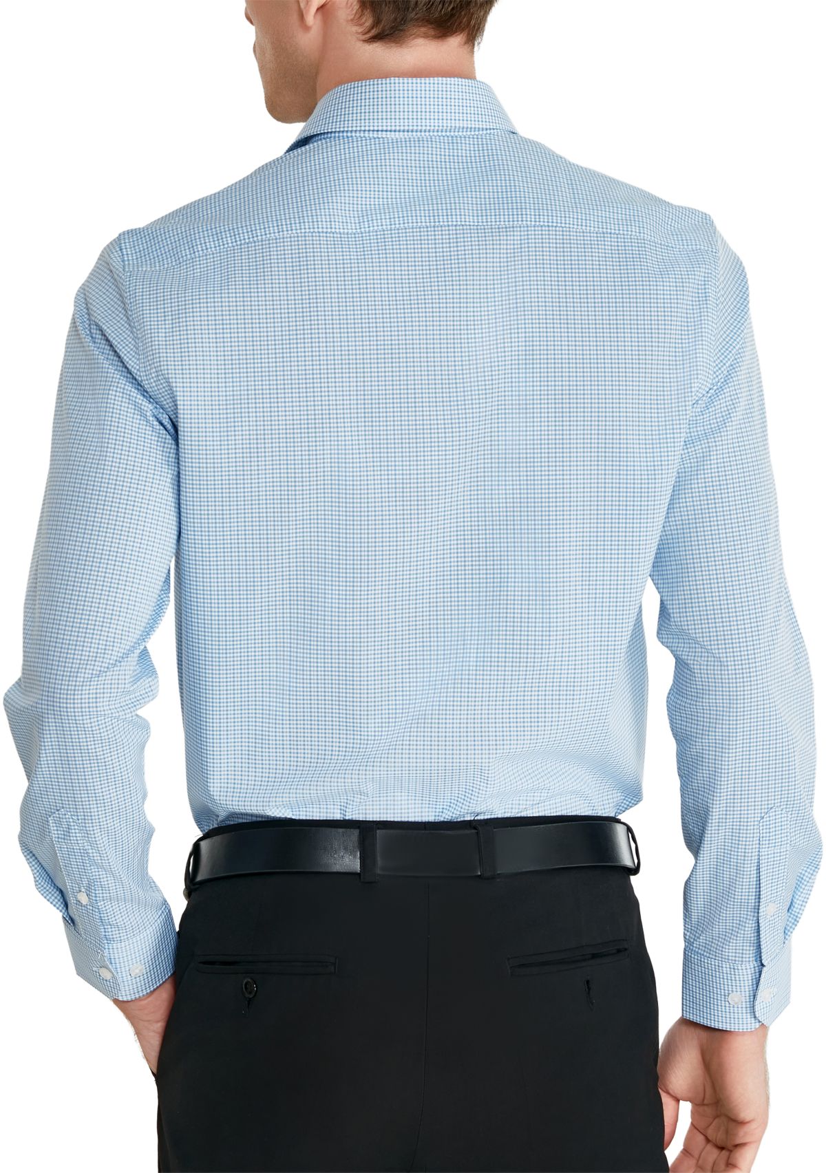 Mens Blue Check Printed Button Down Shirt