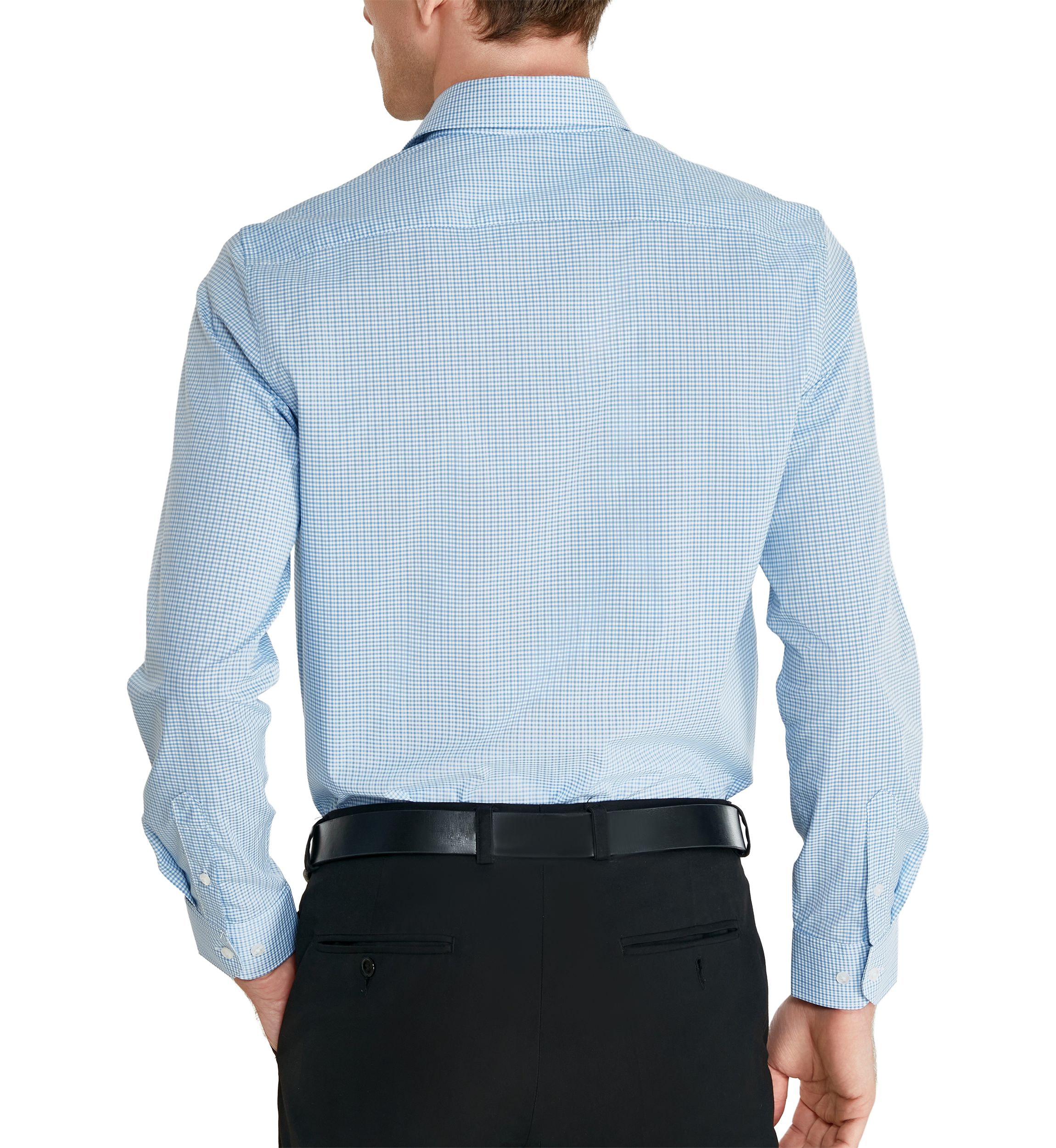 Mens Blue Check Printed Button Down Shirt