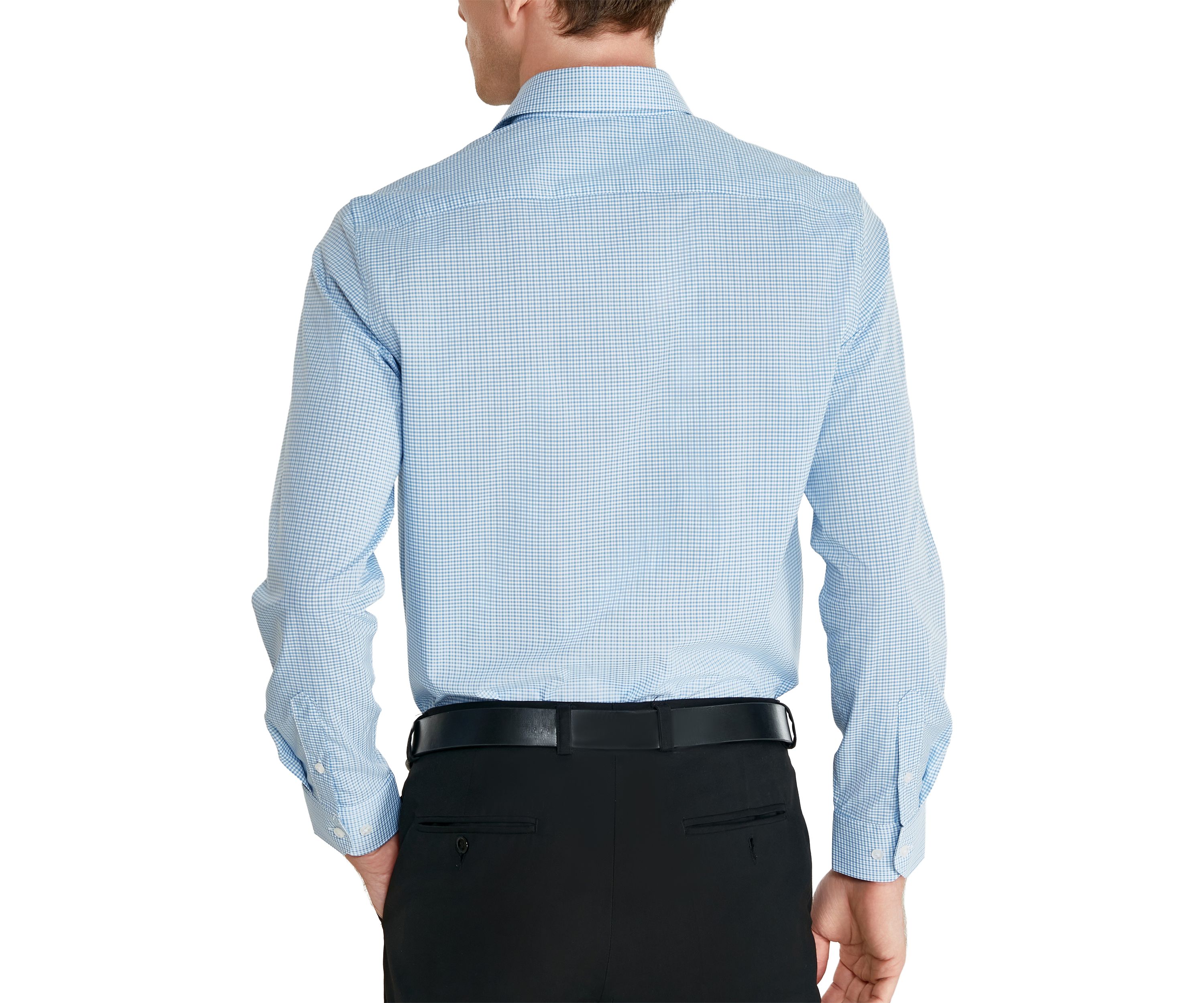 Mens Blue Check Printed Button Down Shirt