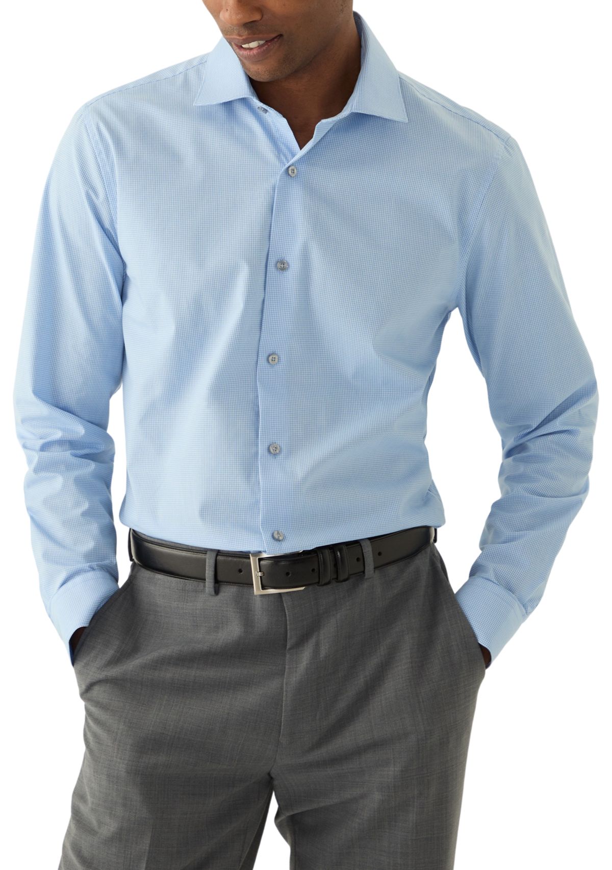 Mens Micro Check Dress Shirt with Tie