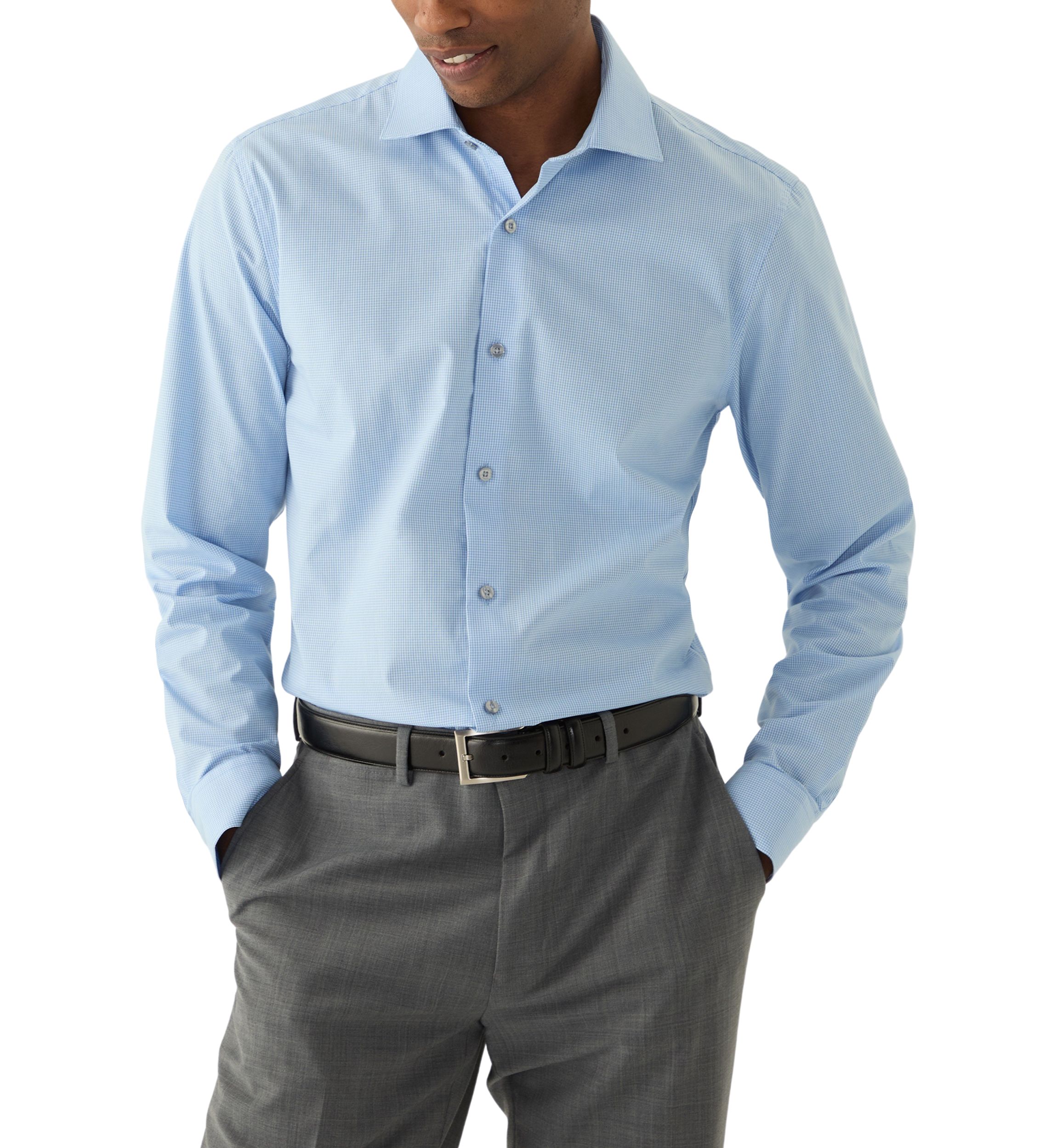 Mens Micro Check Dress Shirt with Tie