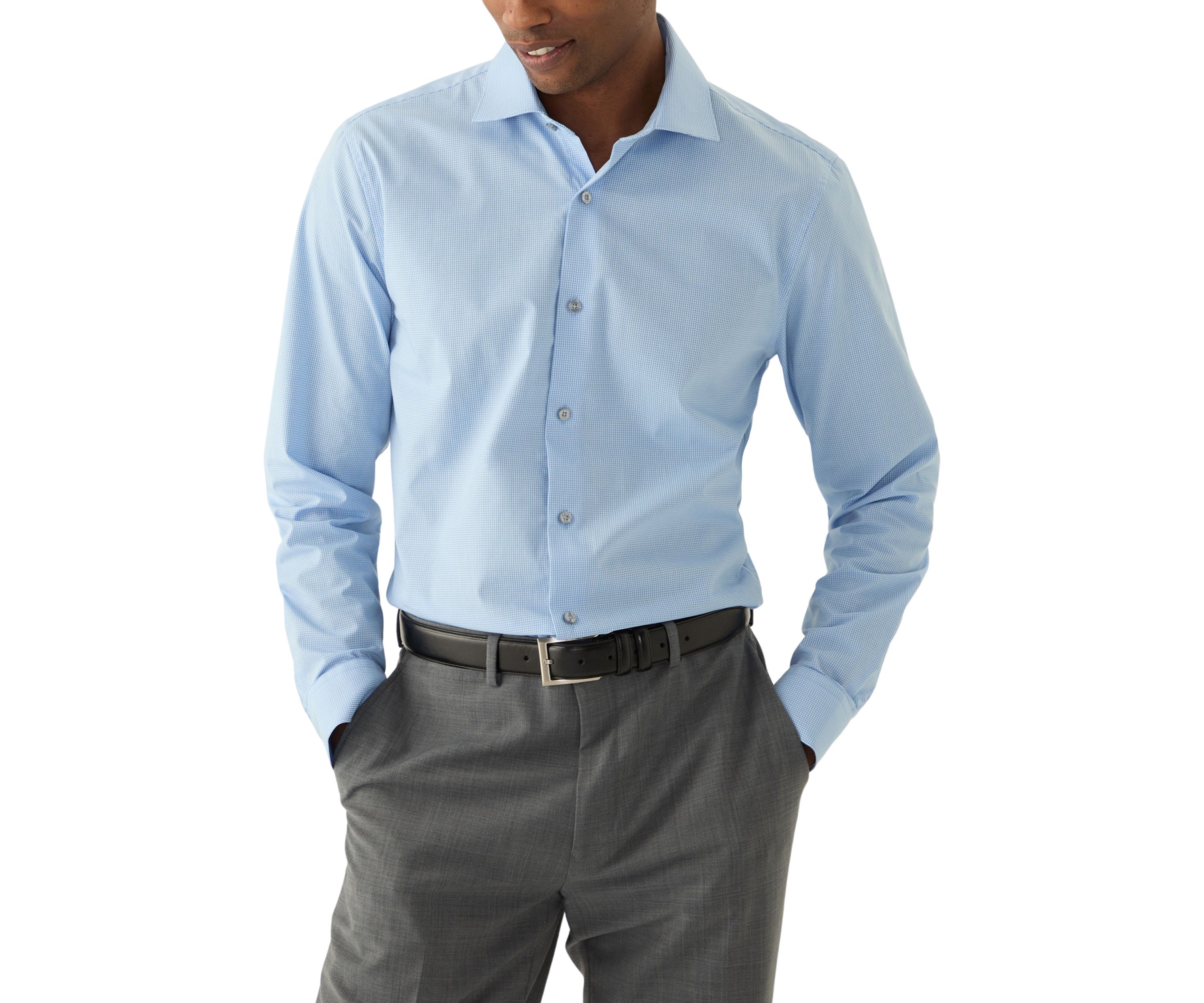 Mens Micro Check Dress Shirt with Tie