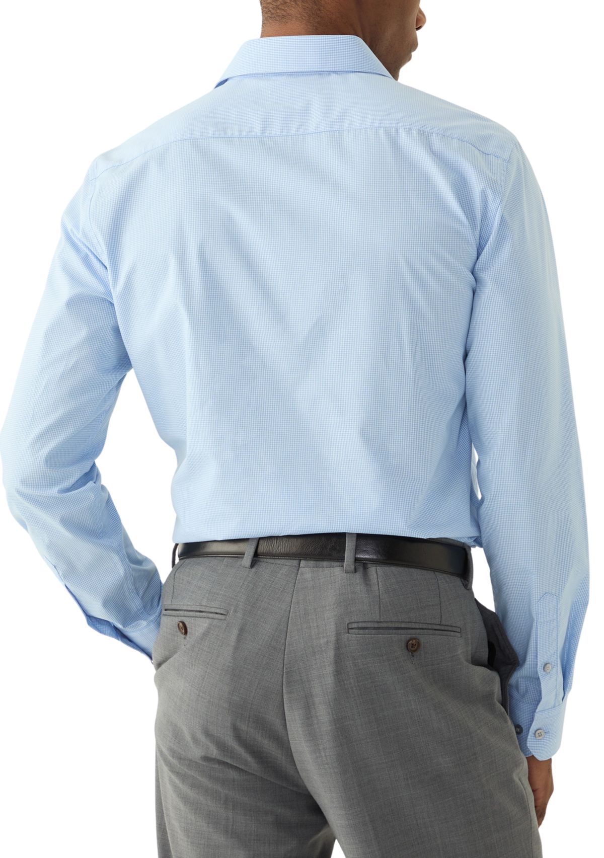 Mens Micro Check Dress Shirt with Tie