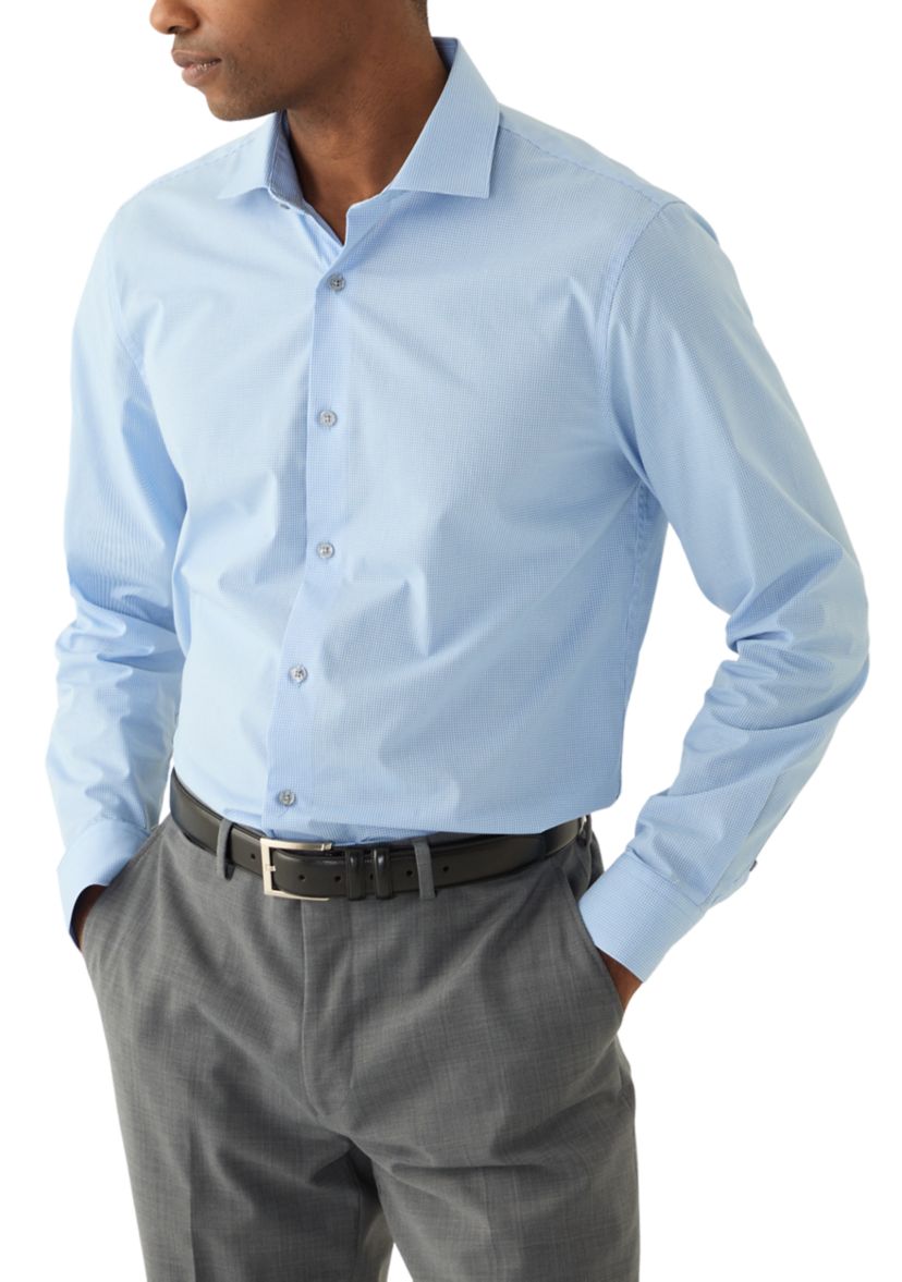 Mens Micro Check Dress Shirt with Tie