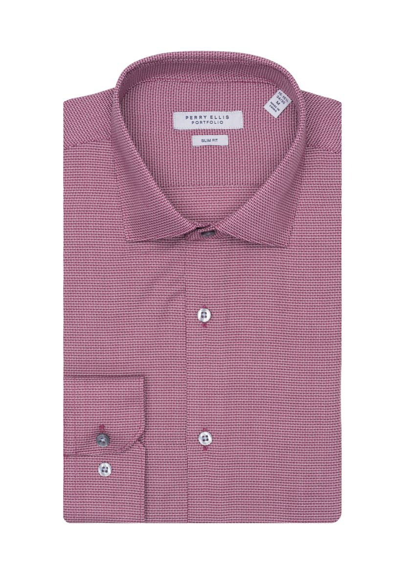 perry ellis portfolio dress shirt Perry Ellis Portfolio Mens Dress Shirt L Navy 100% Cotton Wrinkle Free  Formal