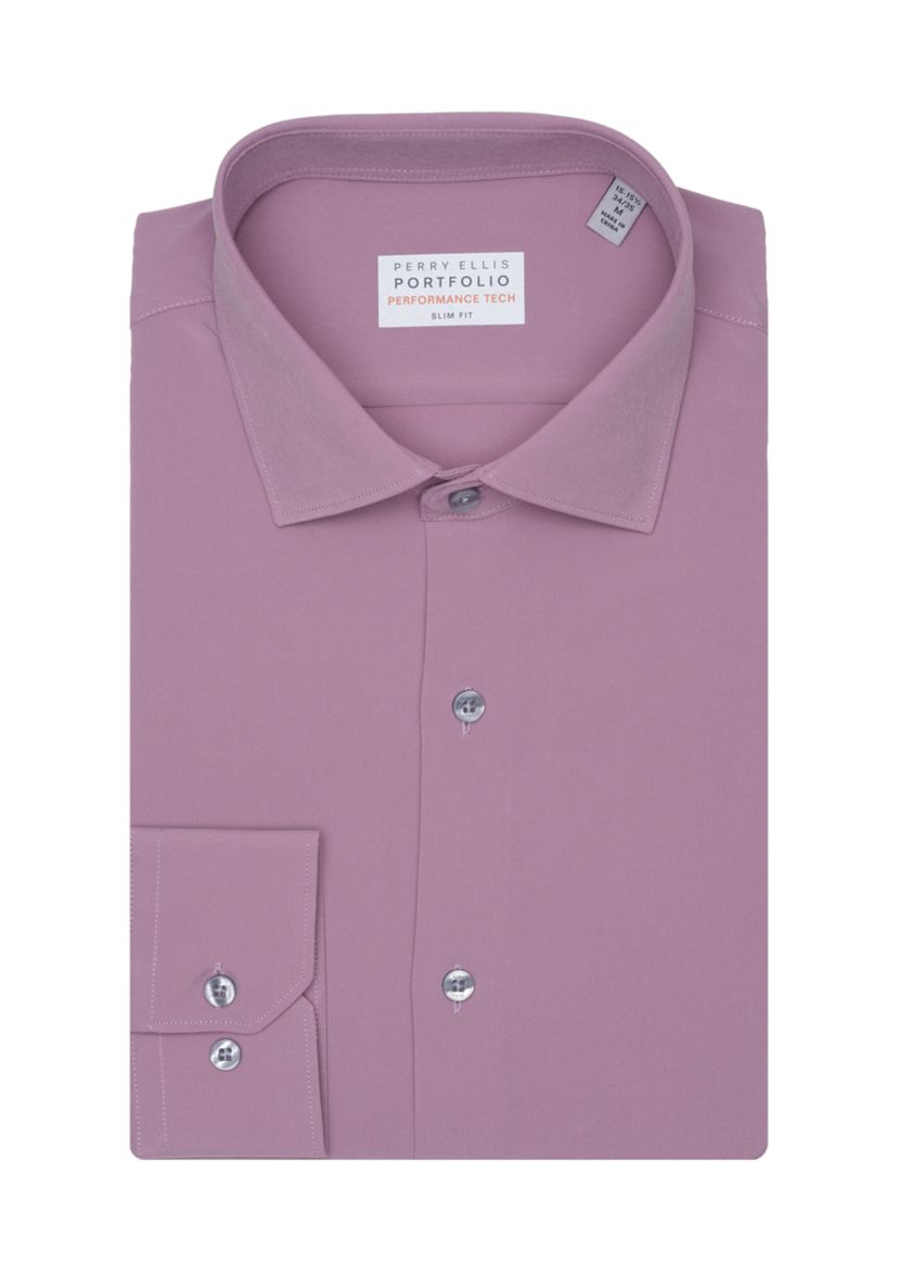 perry ellis slim fit dress shirt Perry Ellis Men's Slim Fit Tuxedo Dress Shirt in Bright White, Size 14.5, Cotton/Elastane, Solid main image 0
