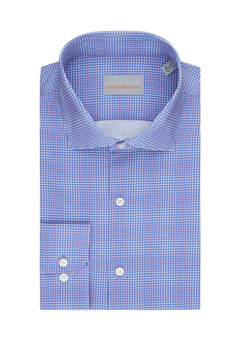Mens Pindot Printed Button Down Shirt