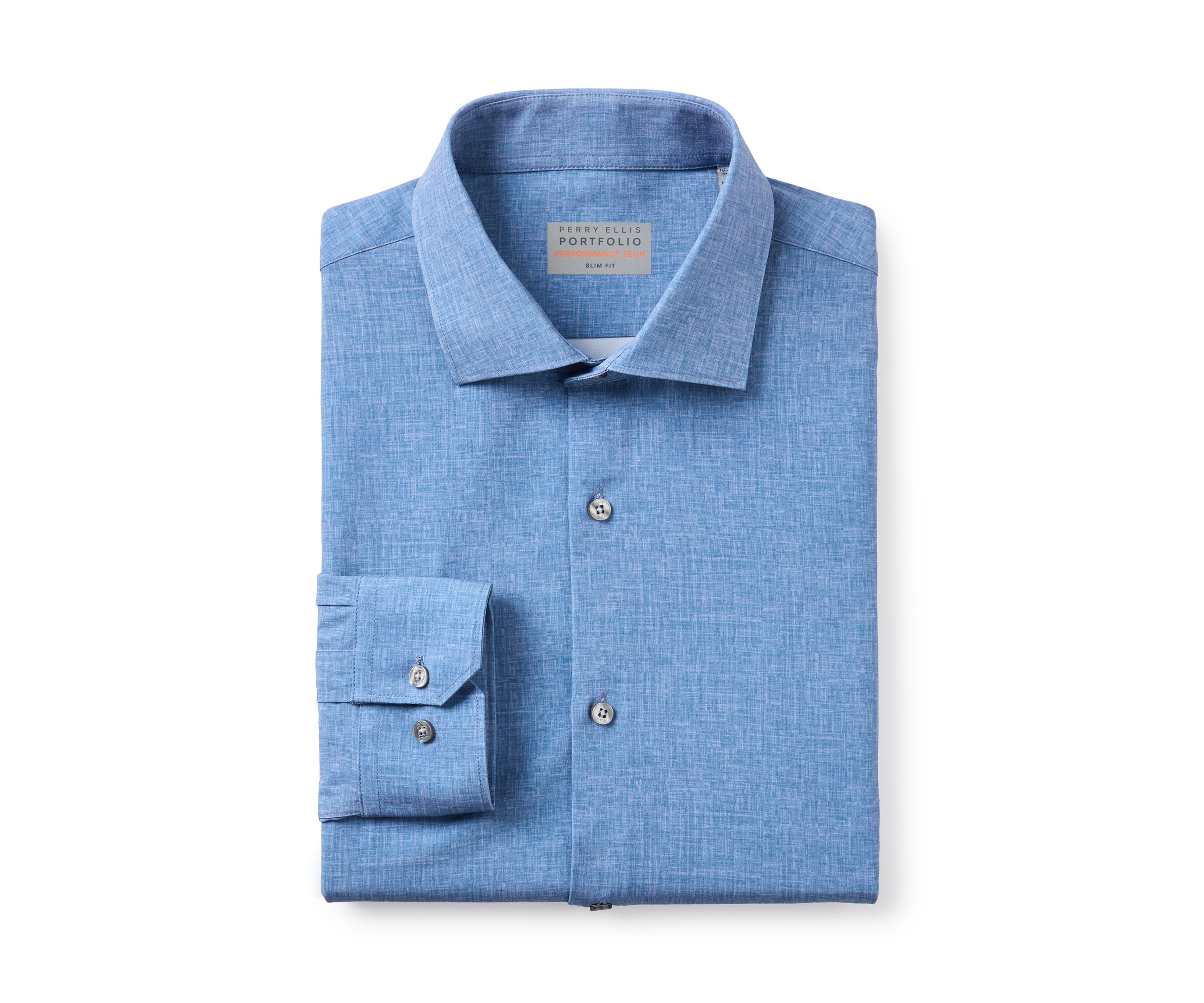 Chambray Print Tech Performance Button-Down Shirt