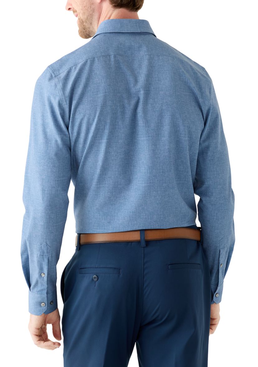 Chambray Print Tech Performance Button-Down Shirt