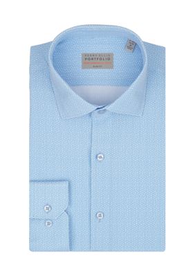 Perry Ellis Men's Floral Print Long Sleeve Spread Collar Shirt