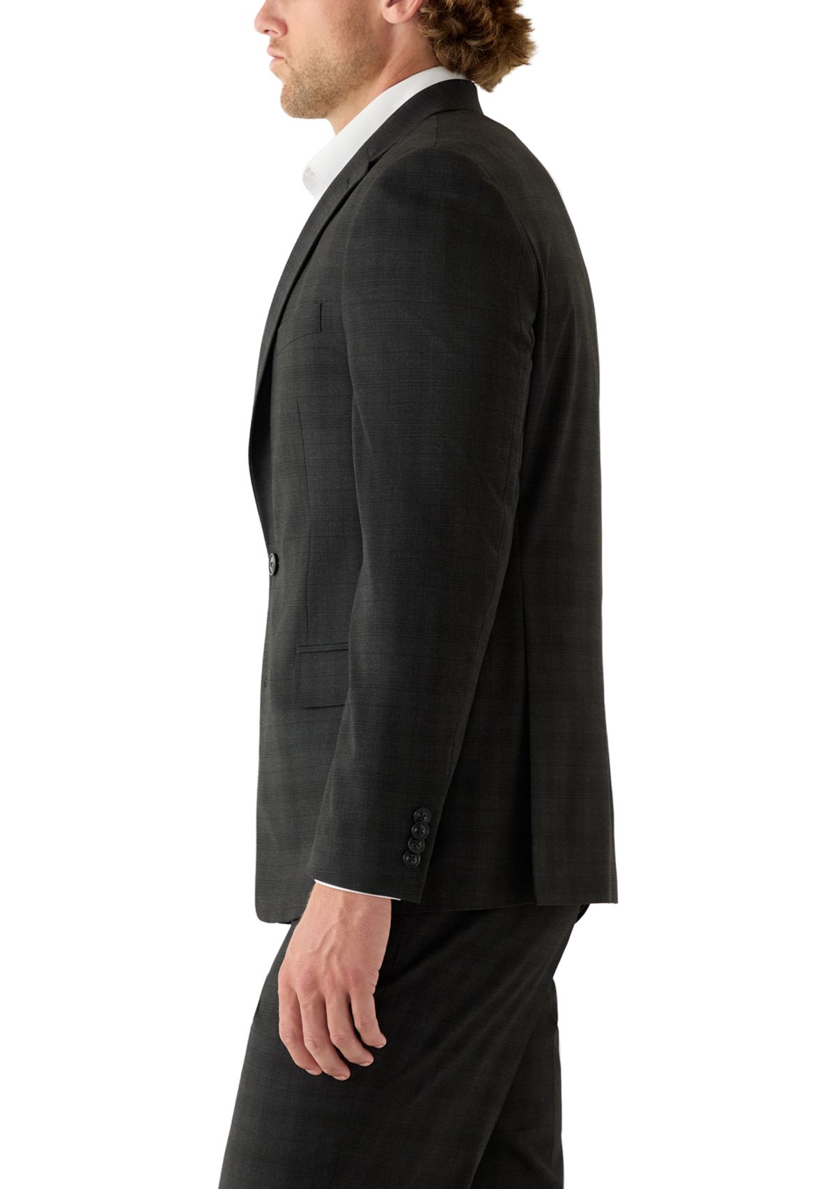 Mens Single Breasted Two Button Notch Lapel Suit Jacket