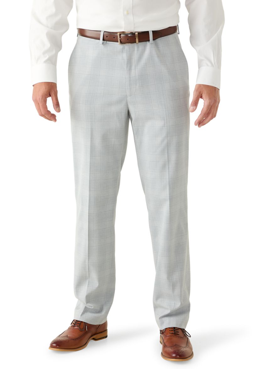 Perry Ellis Men's Suit Pants, Grey, 32 x 30, Plaid Pattern