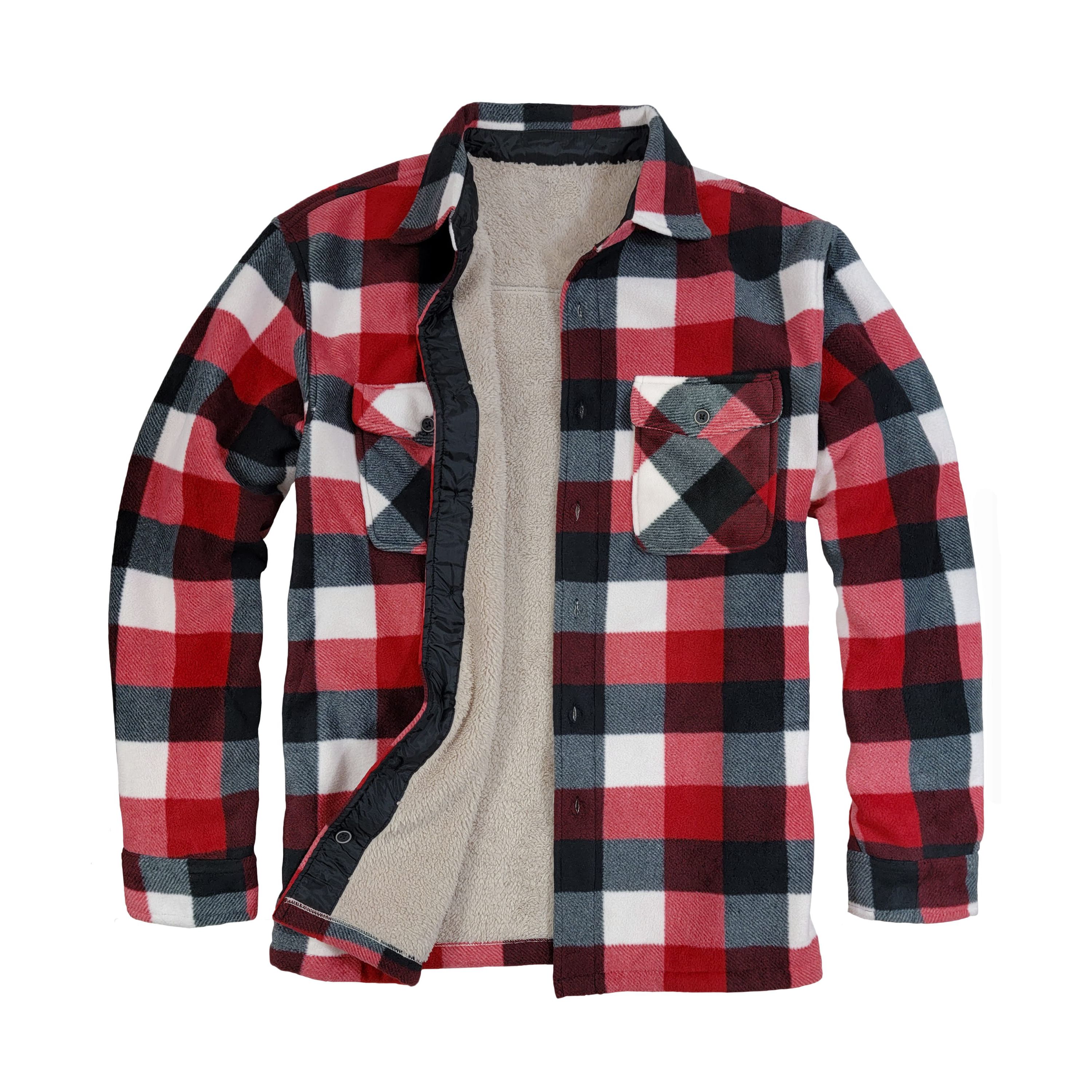 Mens Sherpa-Lined Fleece Shirt Jacket