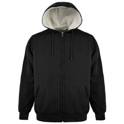 Victory Outfitters Men's Fleece Zip Up Hoodie with Soft Berber Lining, Black, Medium