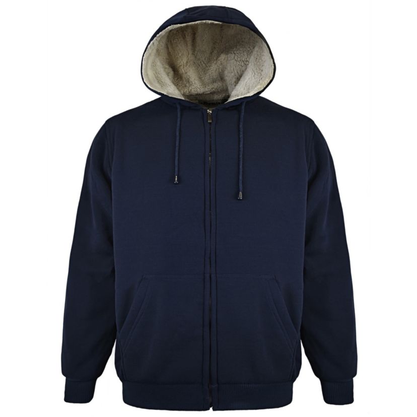 Mens Fleece Zip Up Hoodie with Soft Berber Lining