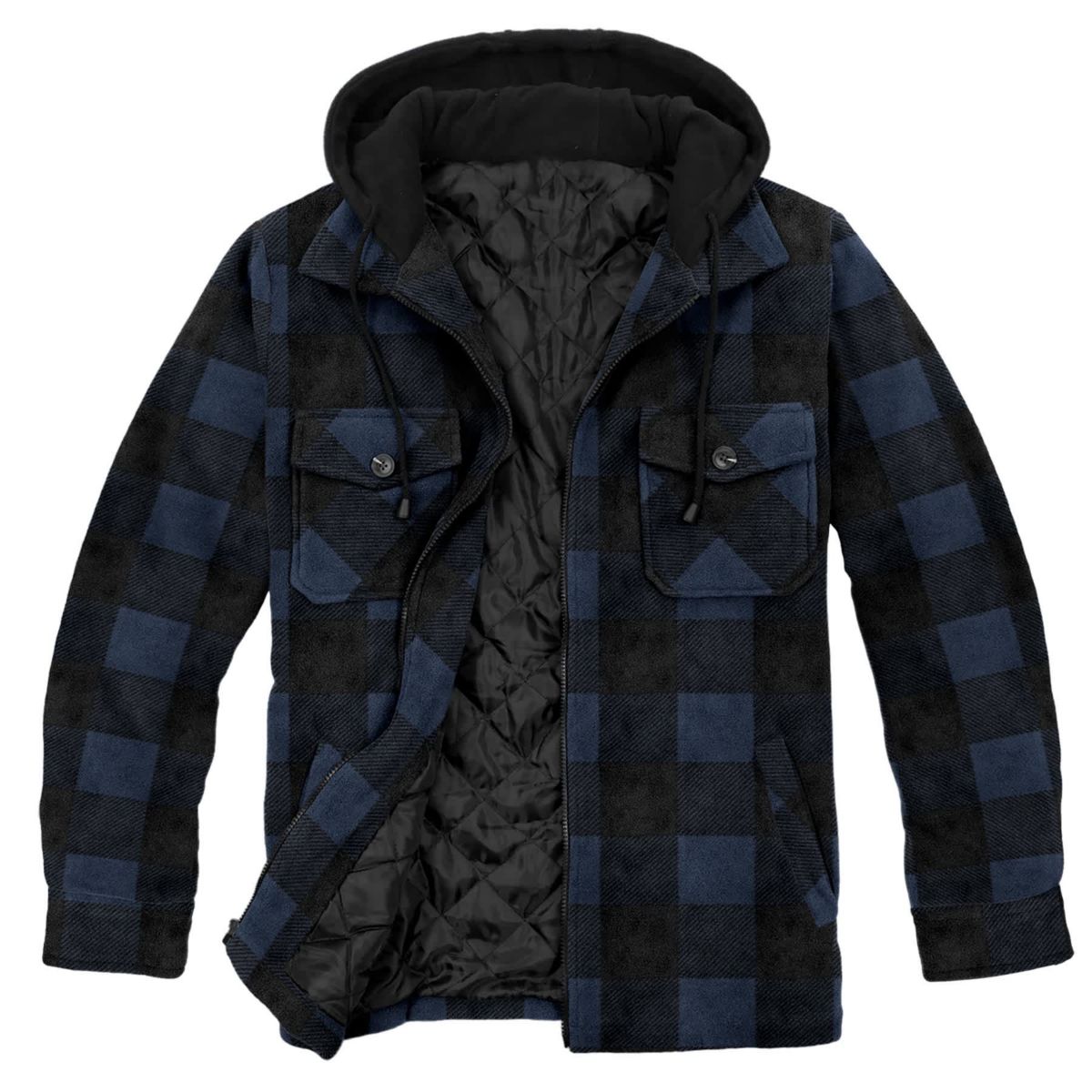 Mens Hooded Fleece Shirt Jacket