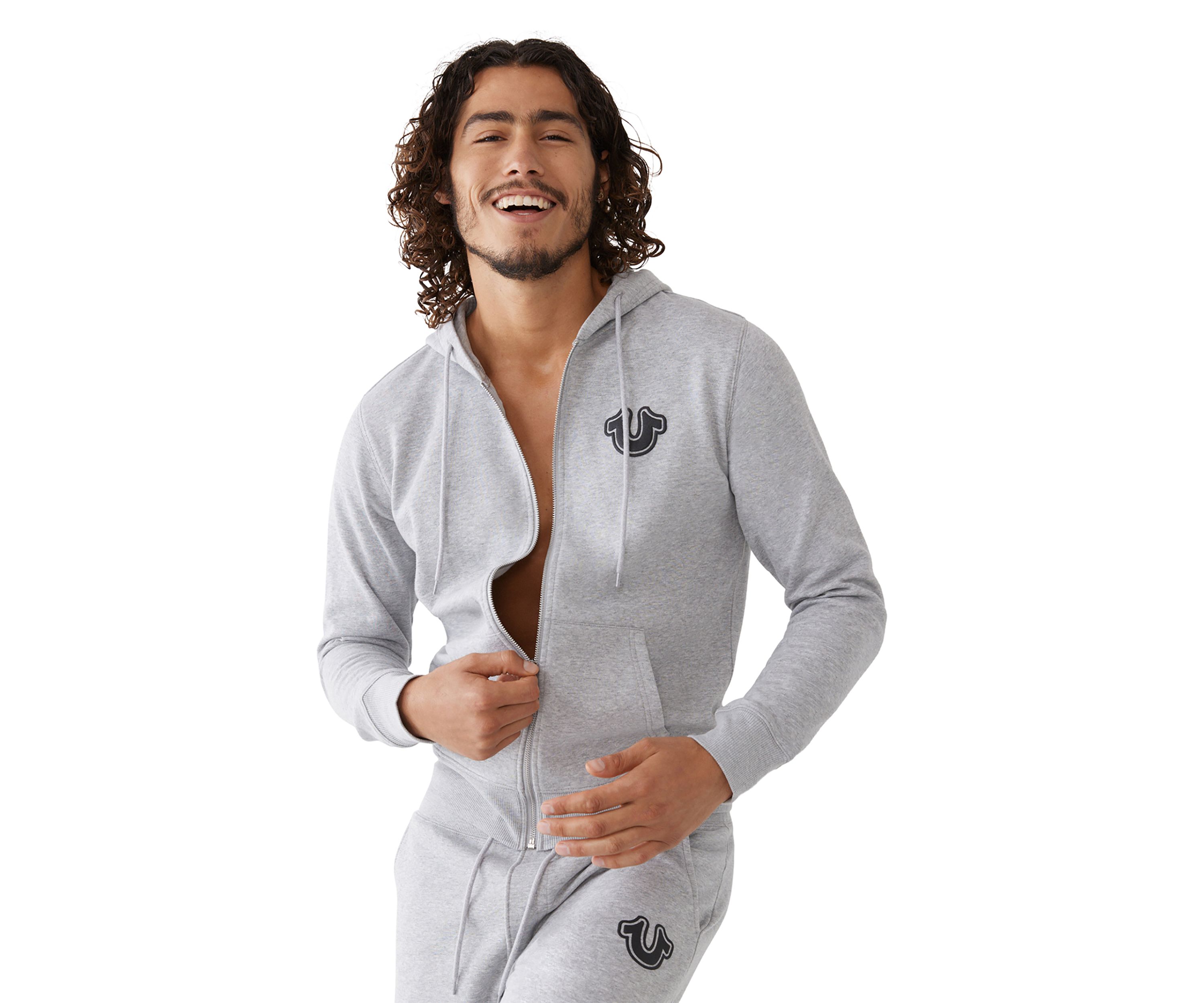 Mens Puff Print Logo Zip Hoody 