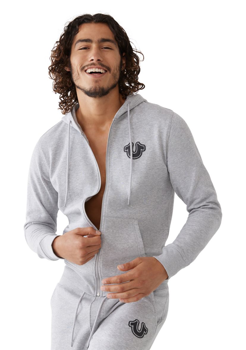Mens Puff Print Logo Zip Hoody 
