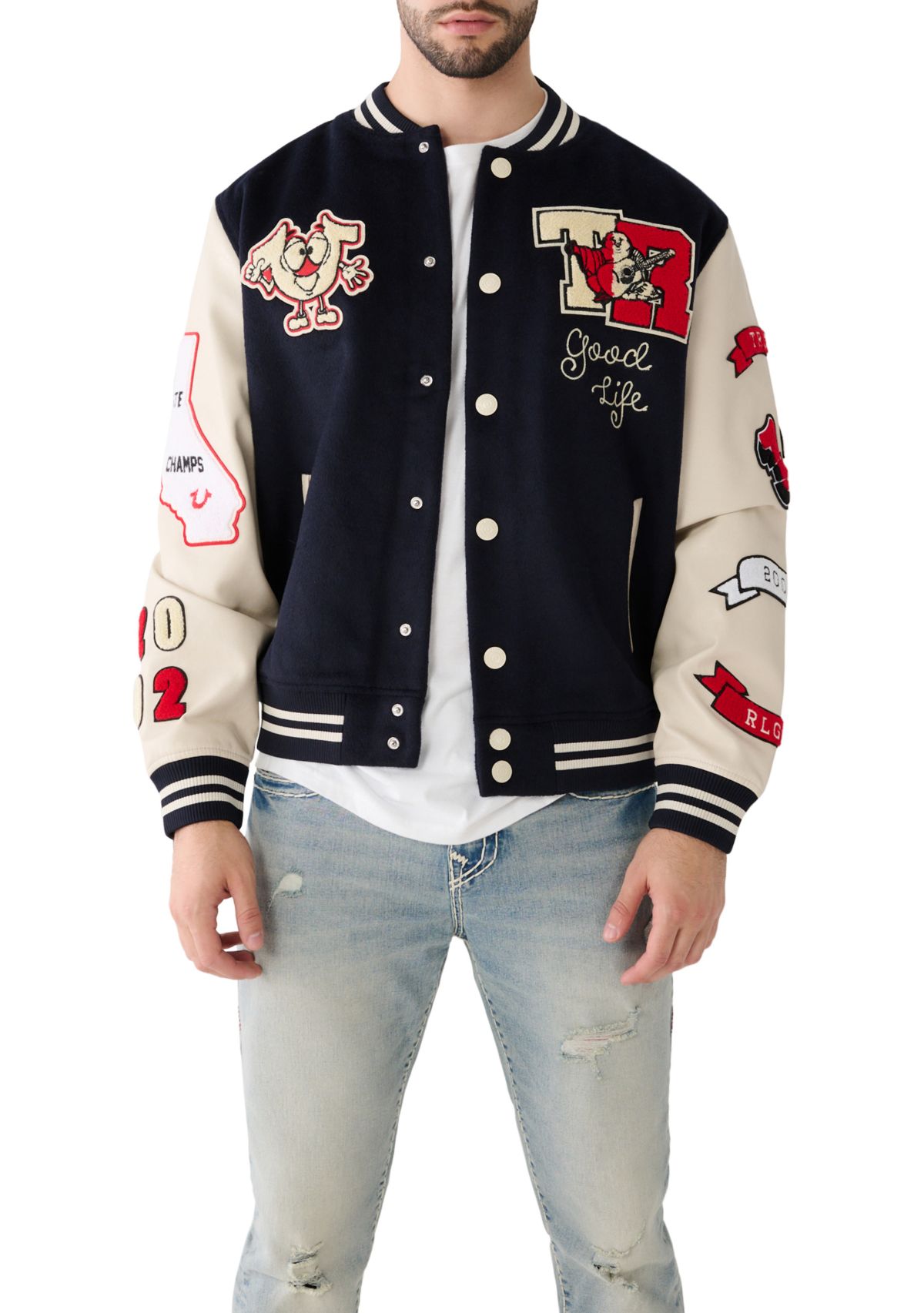 Mens Spliced Varsity Jacket