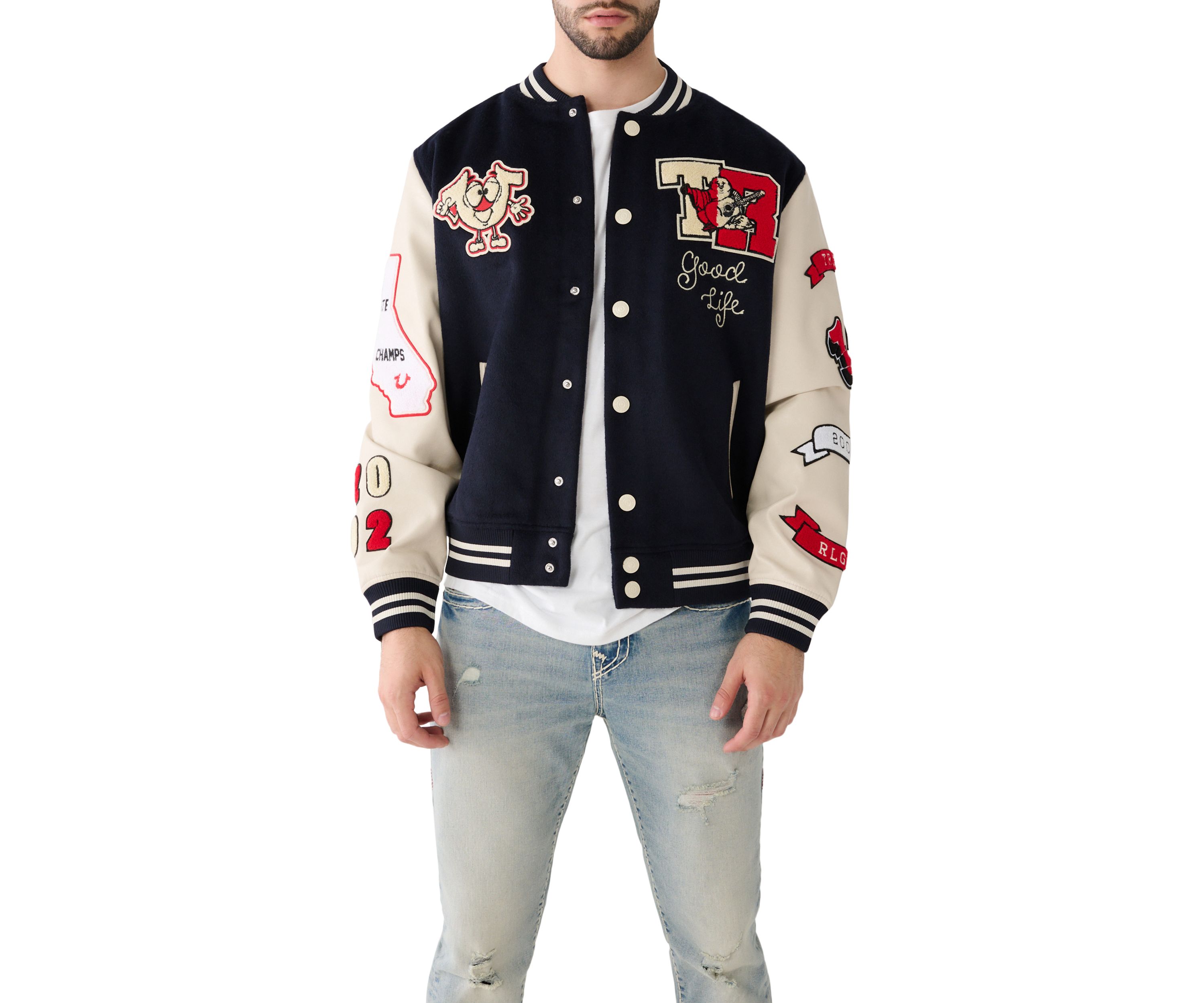 Mens Spliced Varsity Jacket