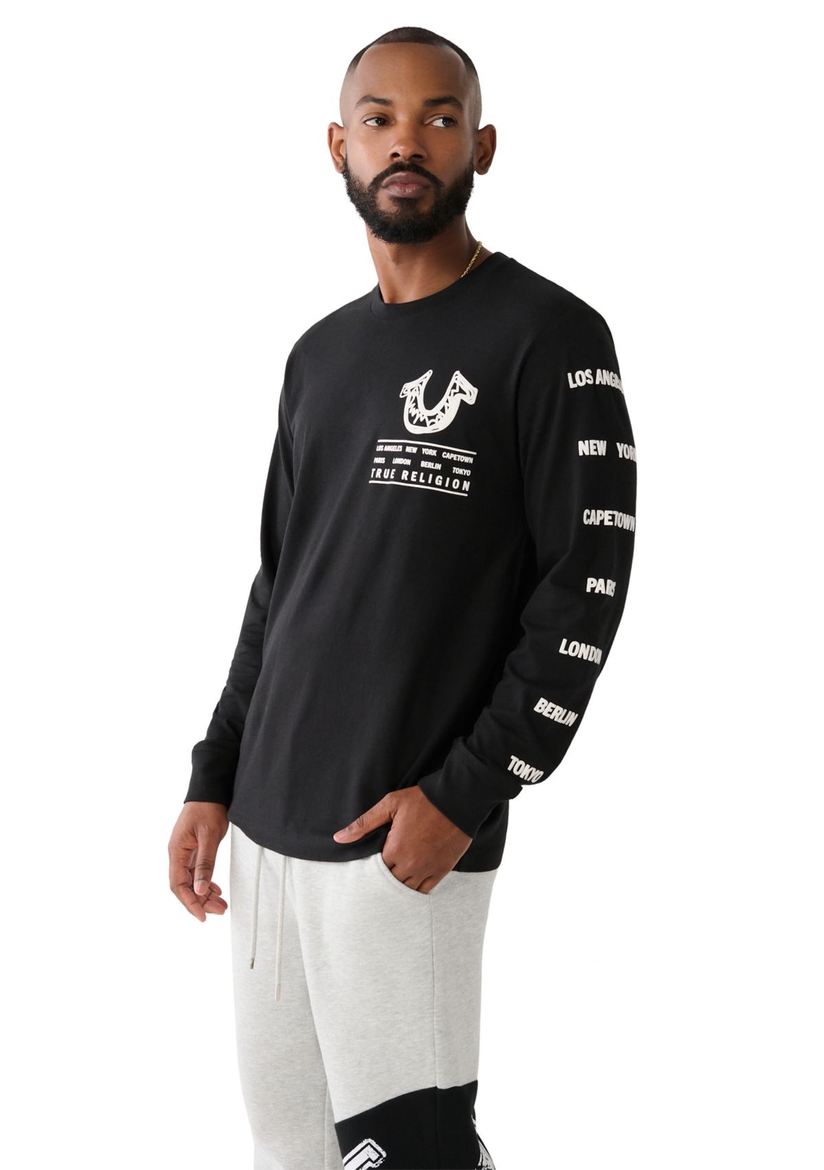 Mens Long Sleeve Logo Tour Graphic T-Shirt