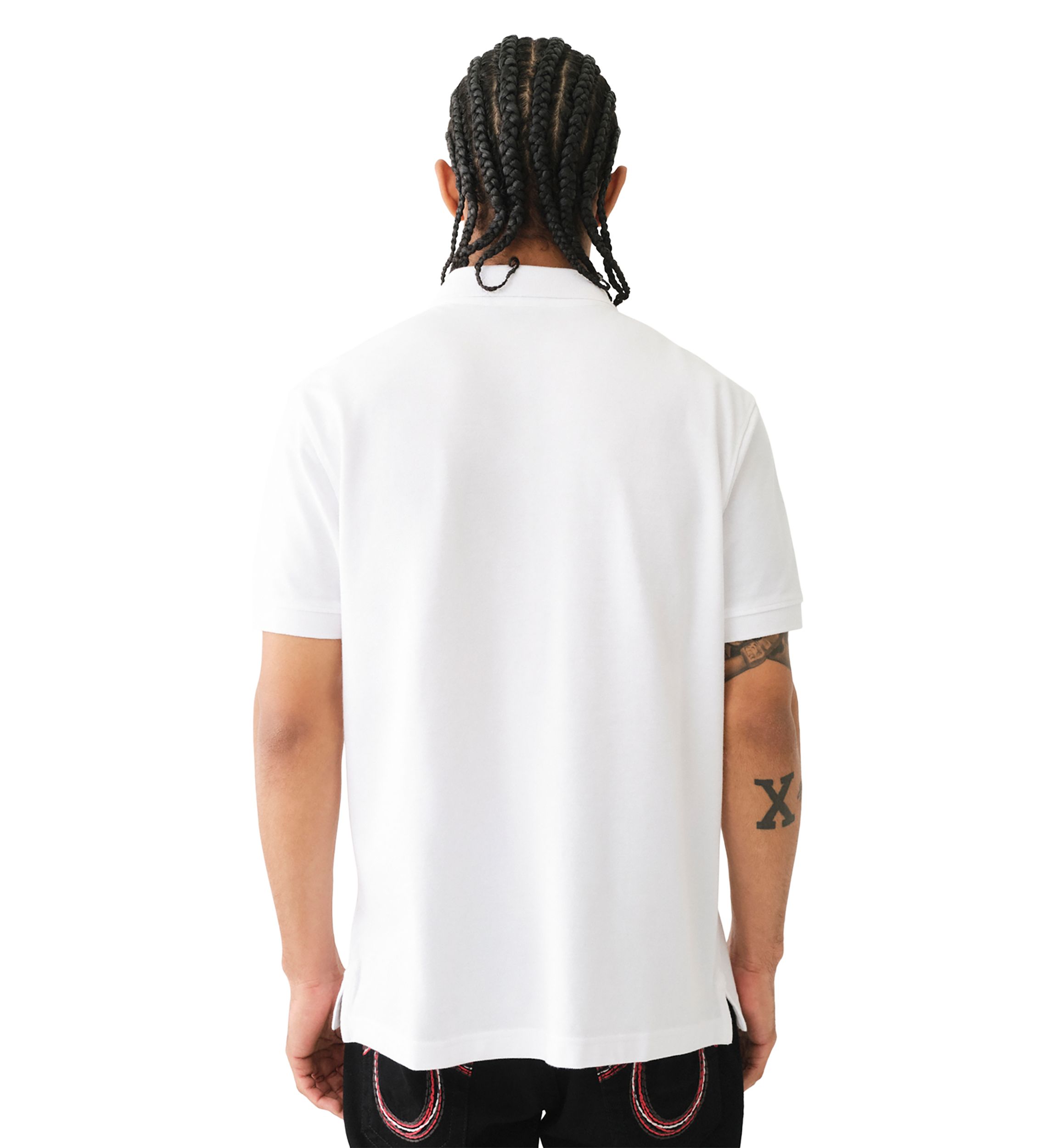 Mens Relaxed Fit Buddha Patch Short Sleeve Polo Shirt