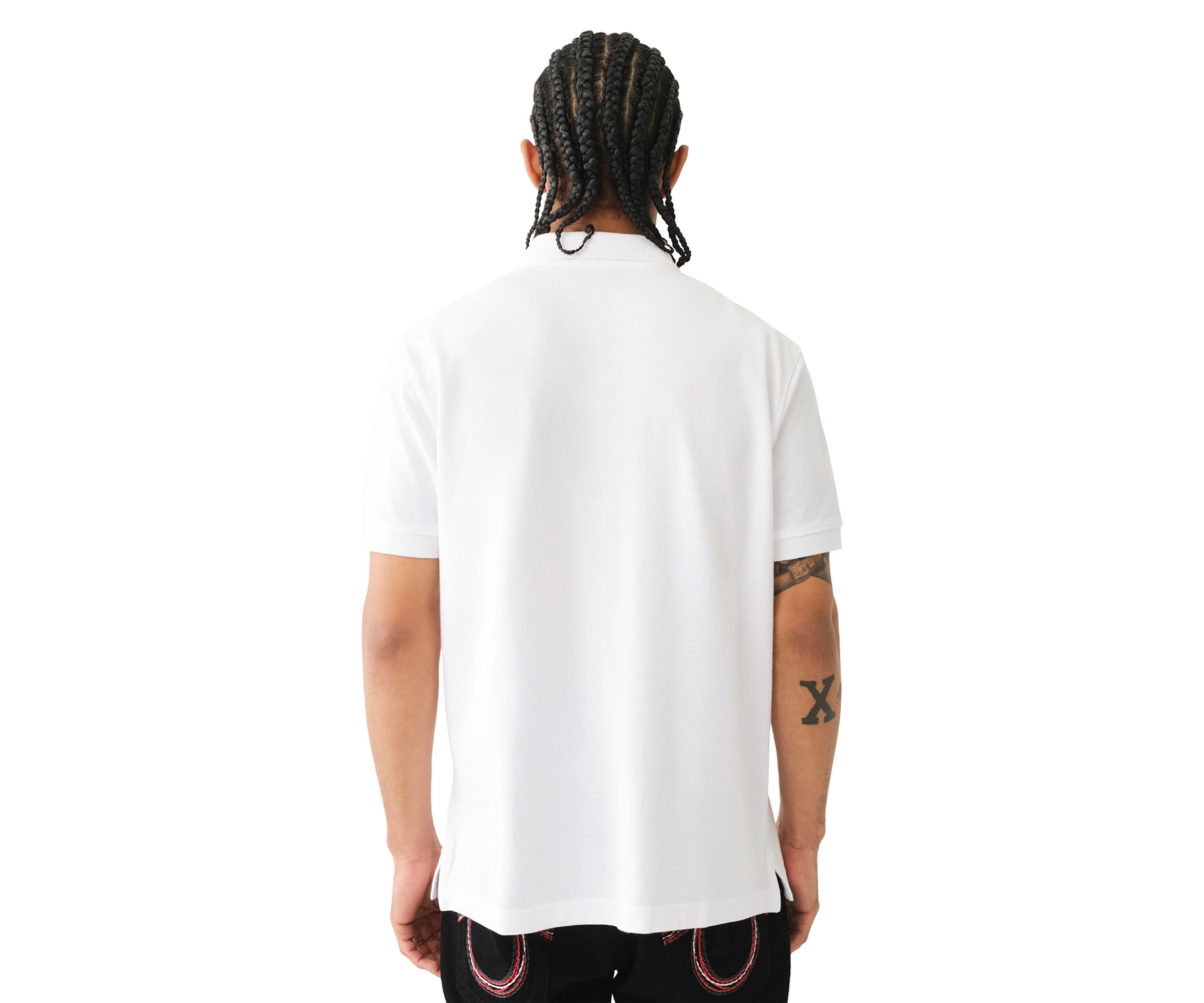 Mens Relaxed Fit Buddha Patch Short Sleeve Polo Shirt