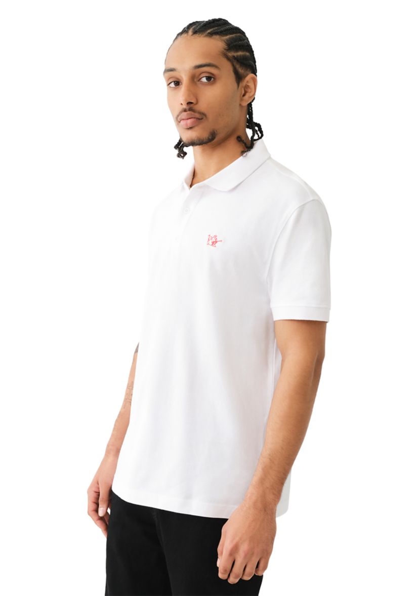 Mens Relaxed Fit Buddha Patch Short Sleeve Polo Shirt
