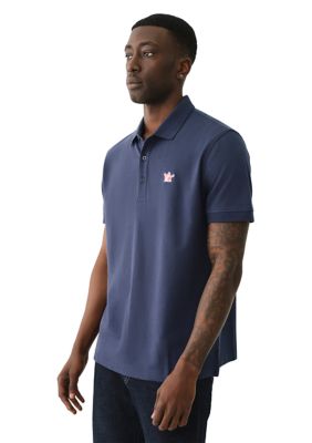 Men's Relaxed Fit Buddha Patch Short Sleeve Polo Shirt