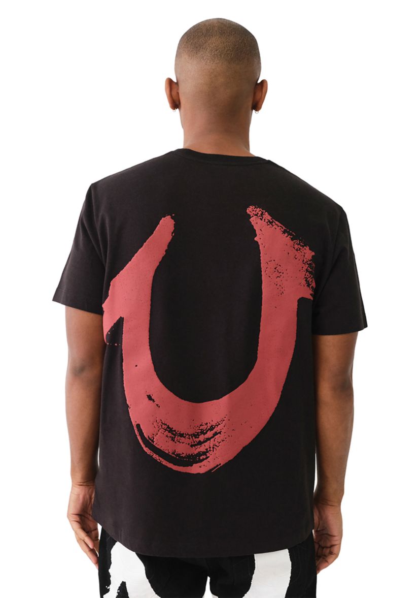 Mens Relaxed Fit Short Sleeve Horseshoe Logo Graphic T-Shirt