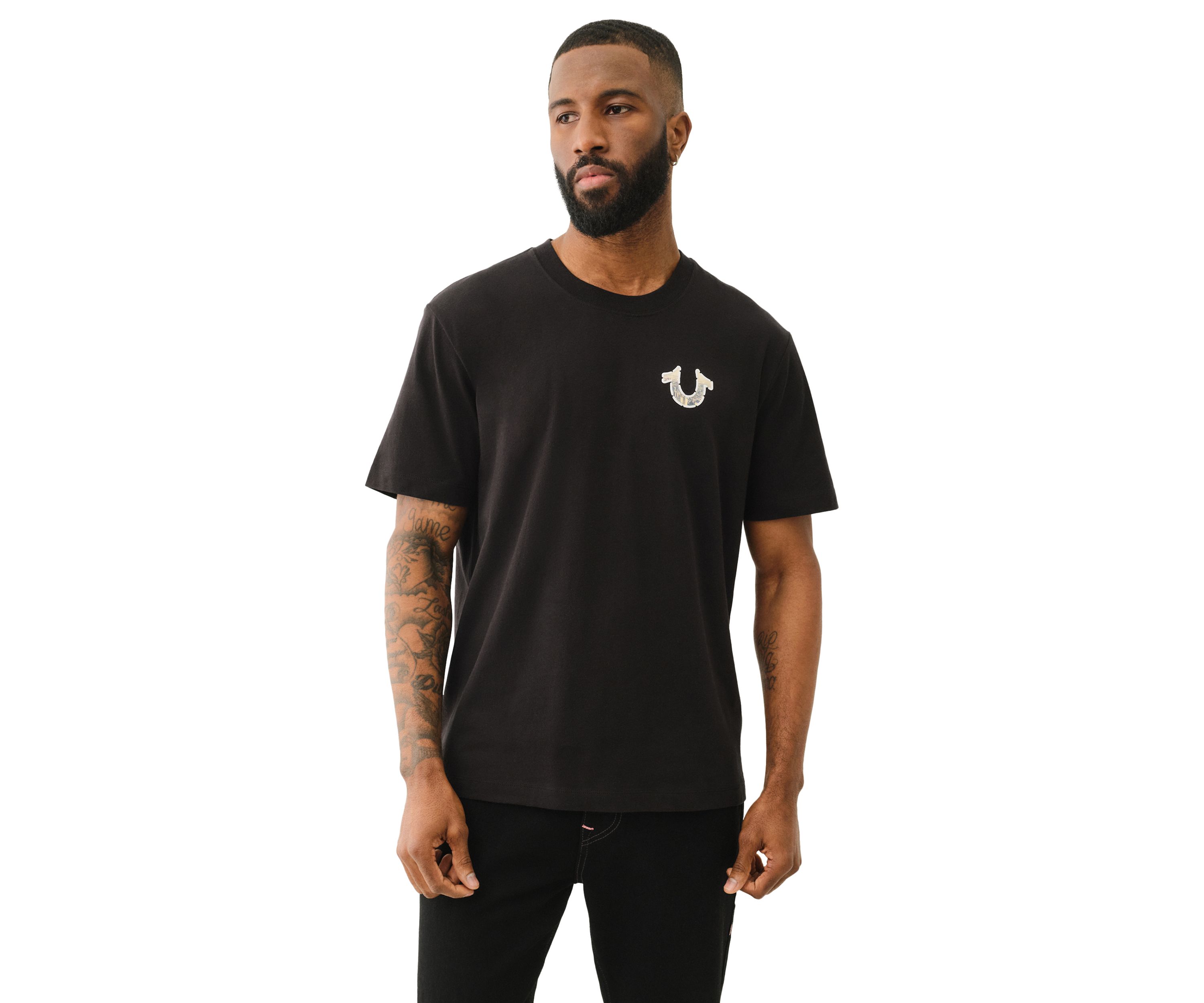 Mens Graffiti Puff Print Logo Short Sleeve Graphic T-Shirt
