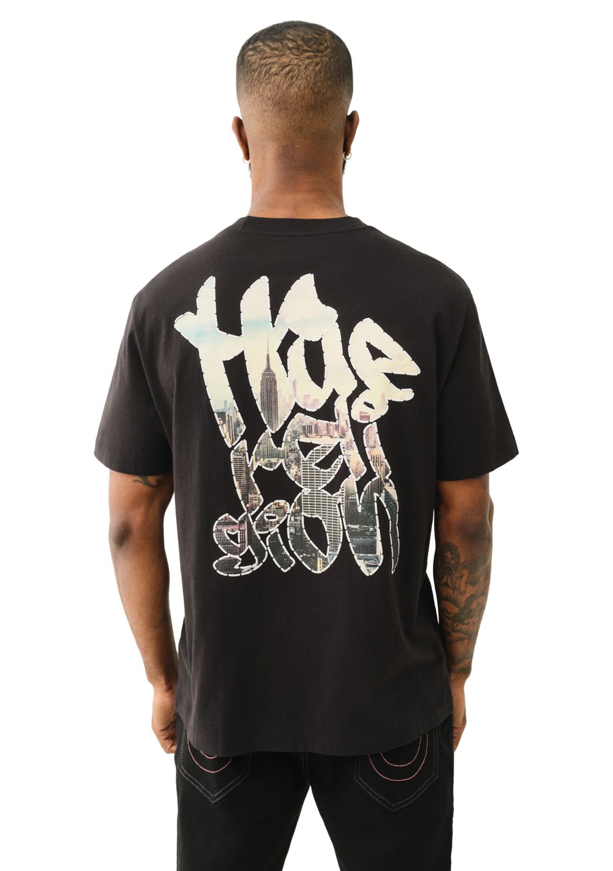 Mens Graffiti Puff Print Logo Short Sleeve Graphic T-Shirt