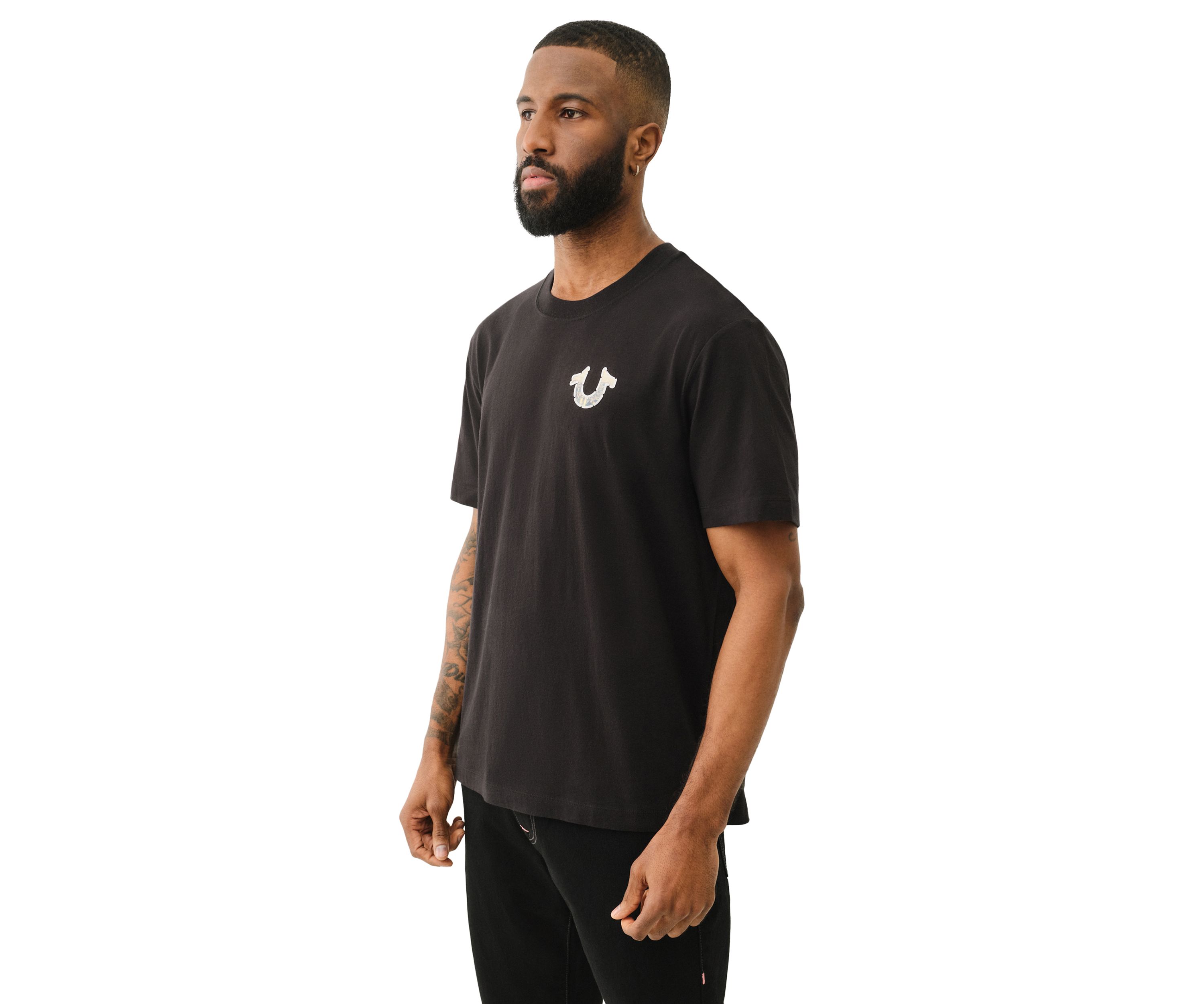 Mens Graffiti Puff Print Logo Short Sleeve Graphic T-Shirt