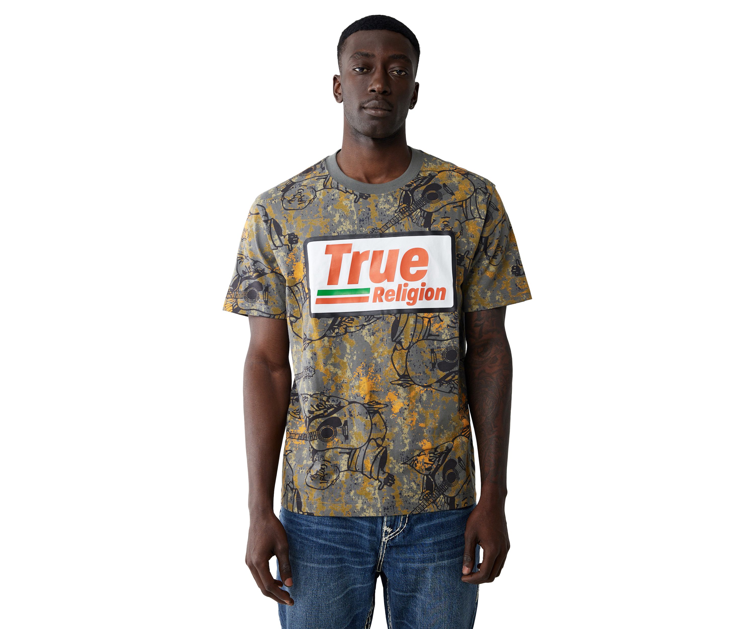 Mens Camo Print High Density Logo Short Sleeve Graphic T-Shirt