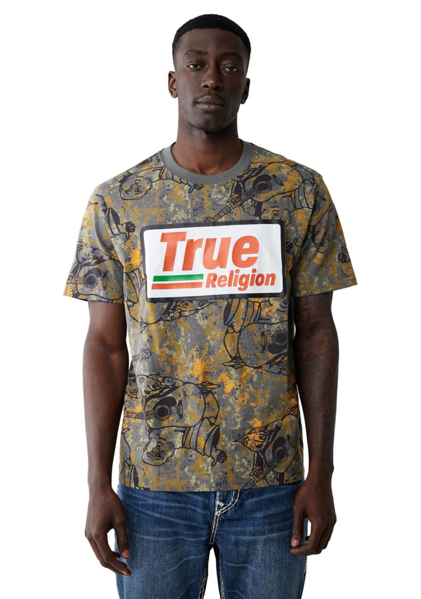 Mens Camo Print High Density Logo Short Sleeve Graphic T-Shirt