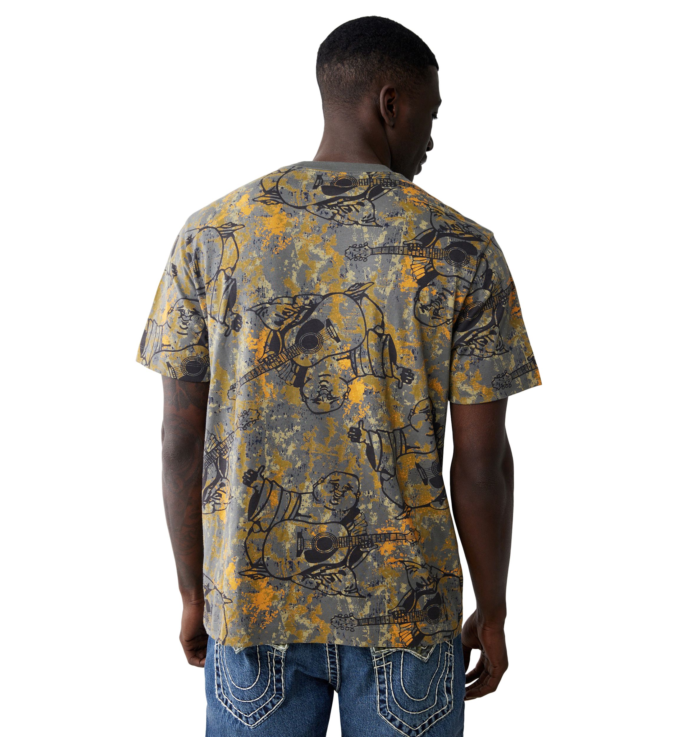 Mens Camo Print High Density Logo Short Sleeve Graphic T-Shirt