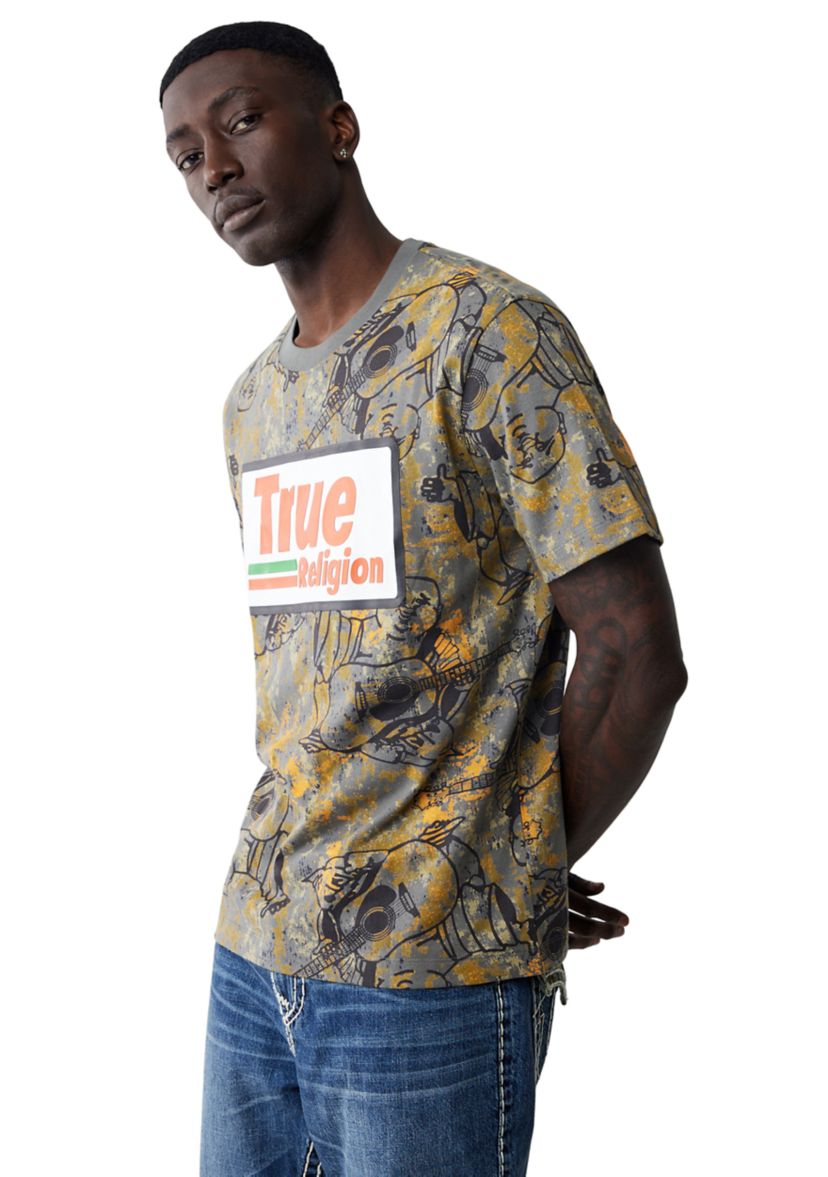 Mens Camo Print High Density Logo Short Sleeve Graphic T-Shirt