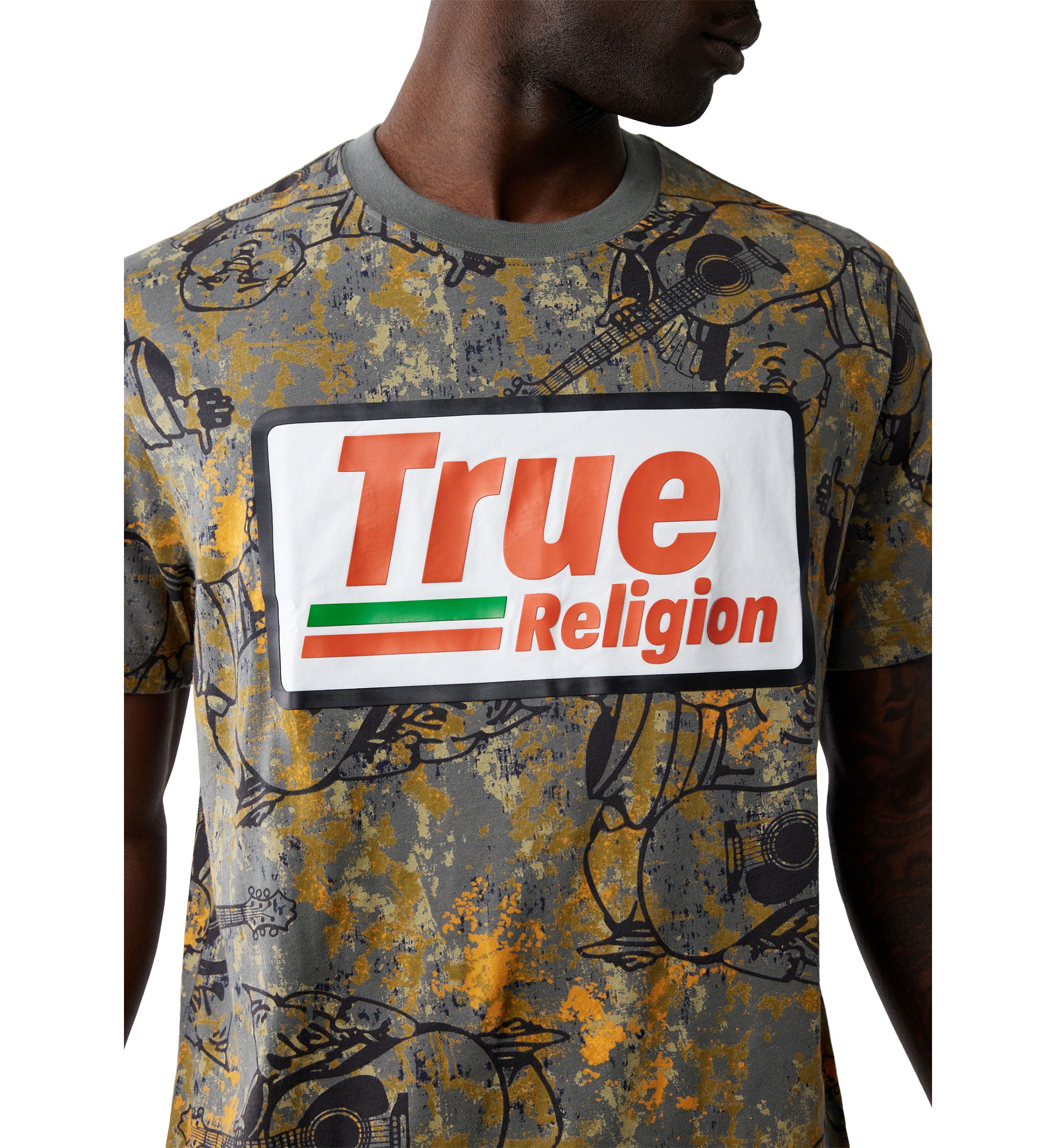 Mens Camo Print High Density Logo Short Sleeve Graphic T-Shirt
