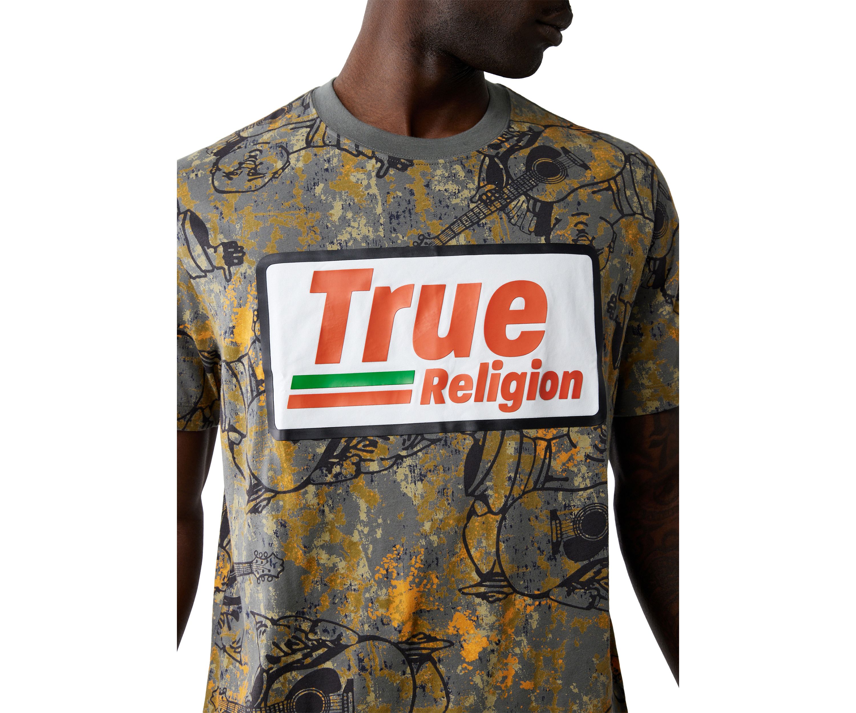 Mens Camo Print High Density Logo Short Sleeve Graphic T-Shirt