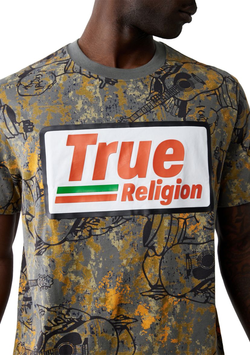 Mens Camo Print High Density Logo Short Sleeve Graphic T-Shirt