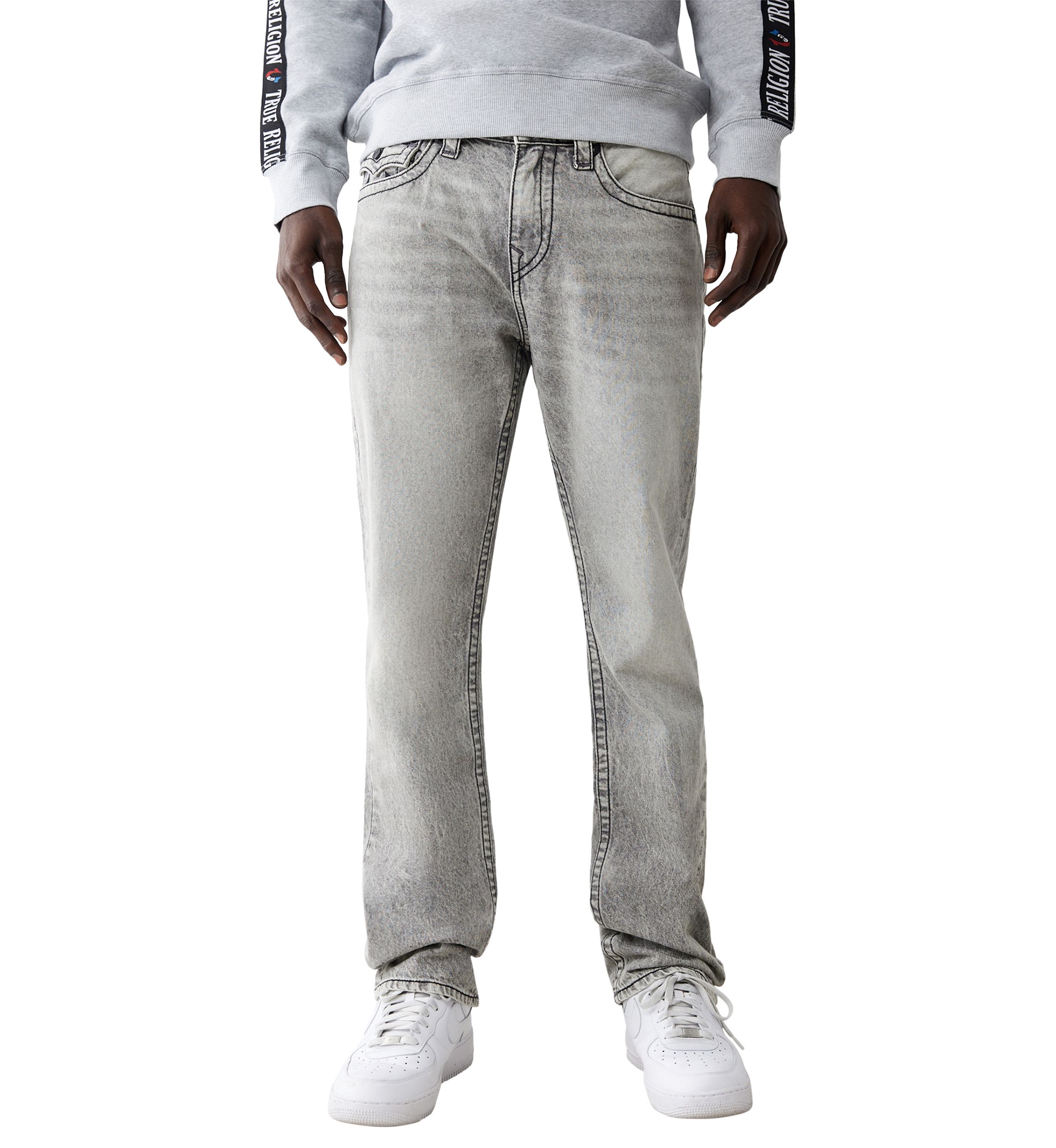 True Religion Men's Ricky Mesh Embroidered Horseshoe Straight