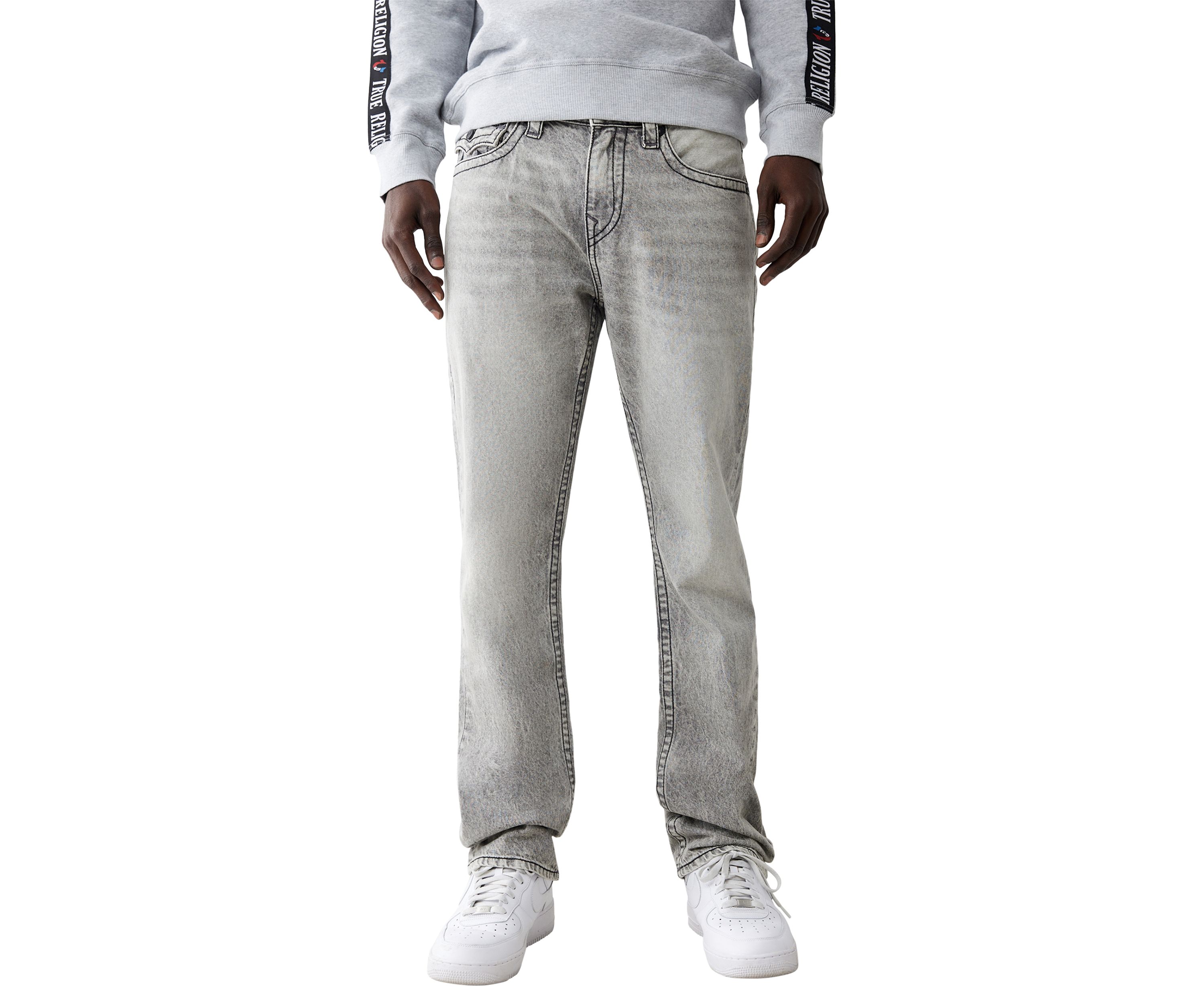 Mens Ricky Mesh Embroidered Horseshoe Straight Jeans