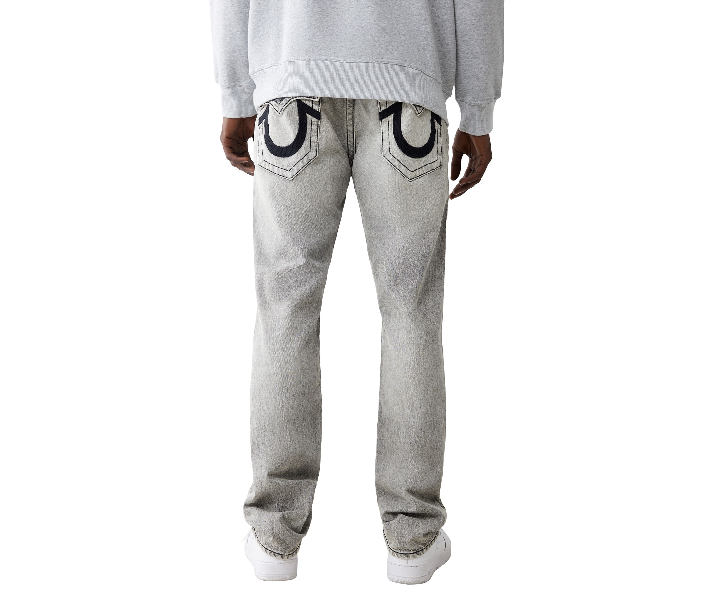 Mens Ricky Mesh Embroidered Horseshoe Straight Jeans